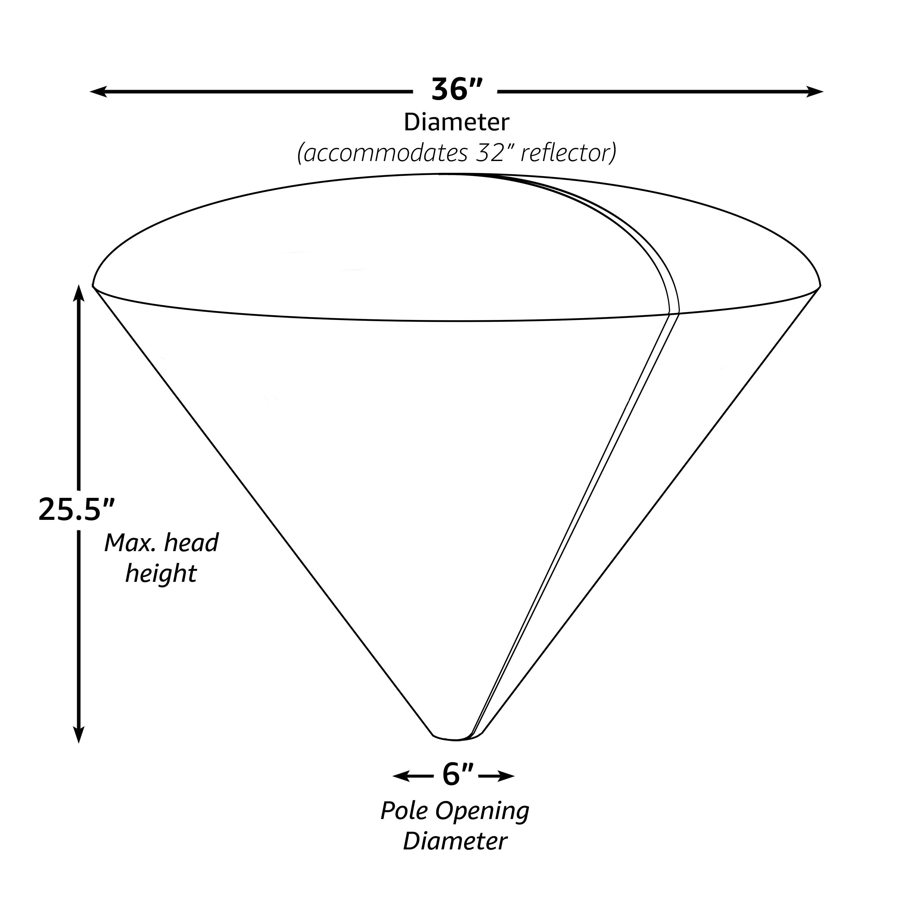 Fire Sense Fire Sense Outdoor Vinyl Head Cover LPG Patio Heaters Heavy Duty 10 Gauge Felt Lined with 32" Reflectors-Black
