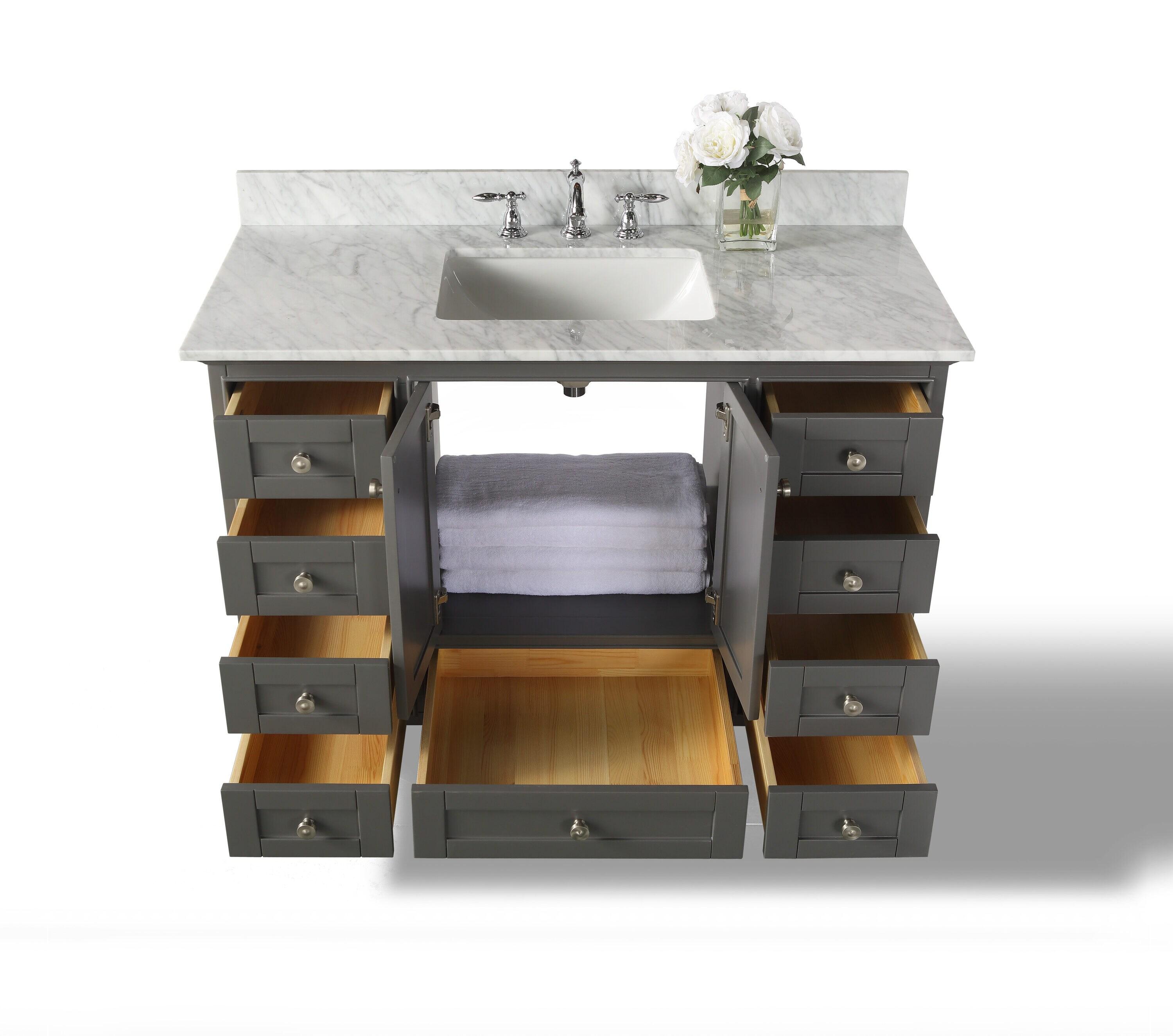 Ancerre Designs Audrey 48" Wood Bathroom Vanity Set in Sapphire Gray