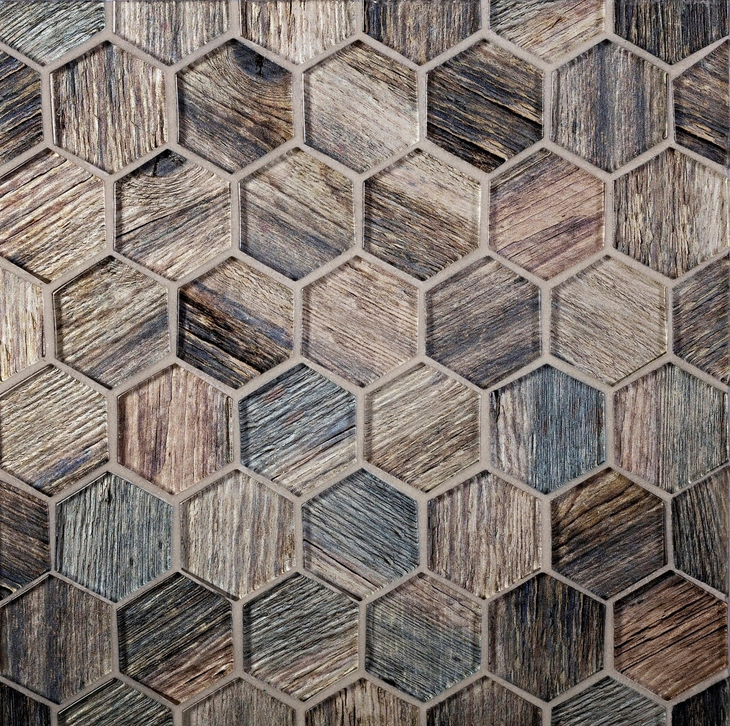 12" x 12" Glass Wood Look Mosaic Wall & Floor Tile