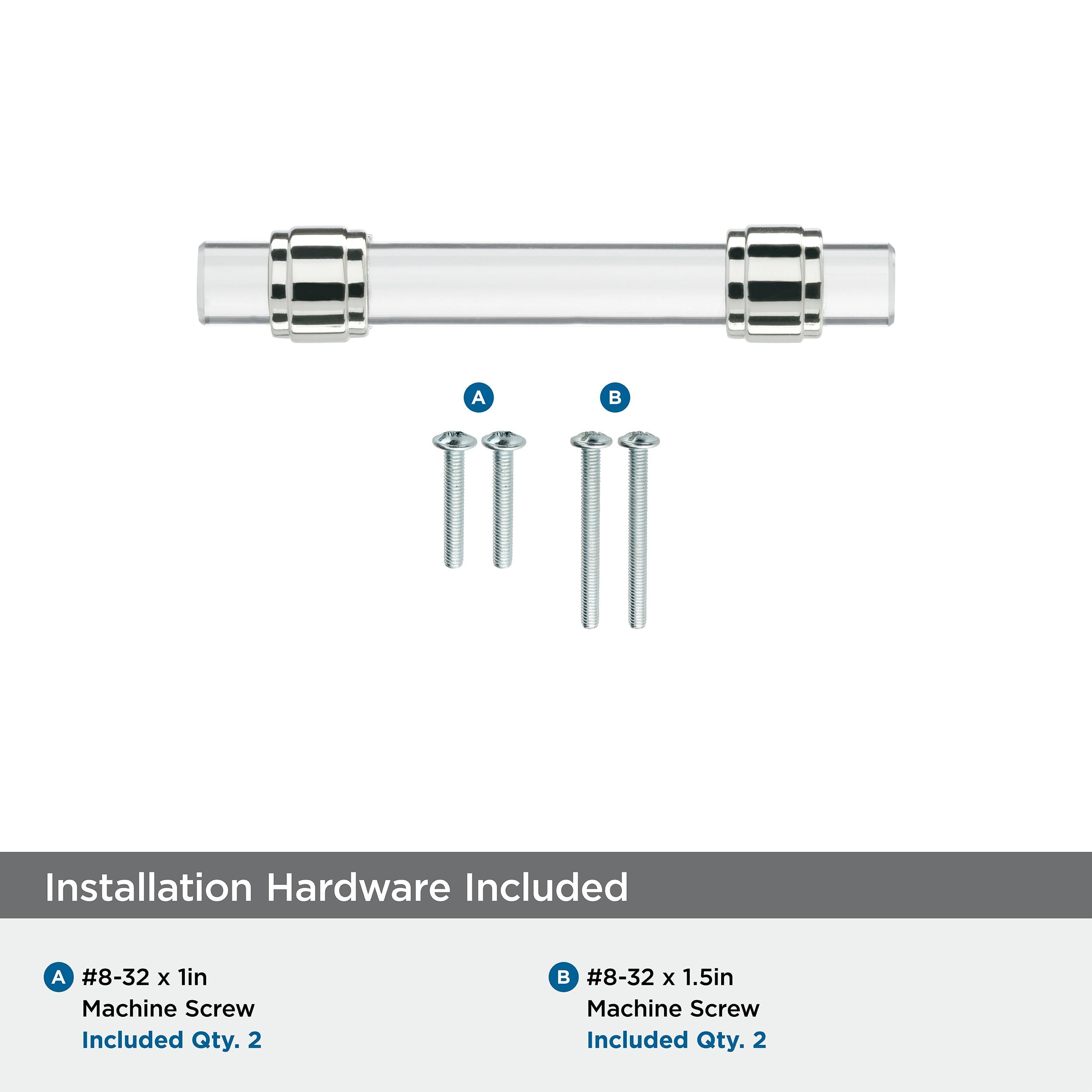 Amerock Glacio 3 inch (76mm) Center-to-Center Clear/Polished Chrome Cabinet Pull