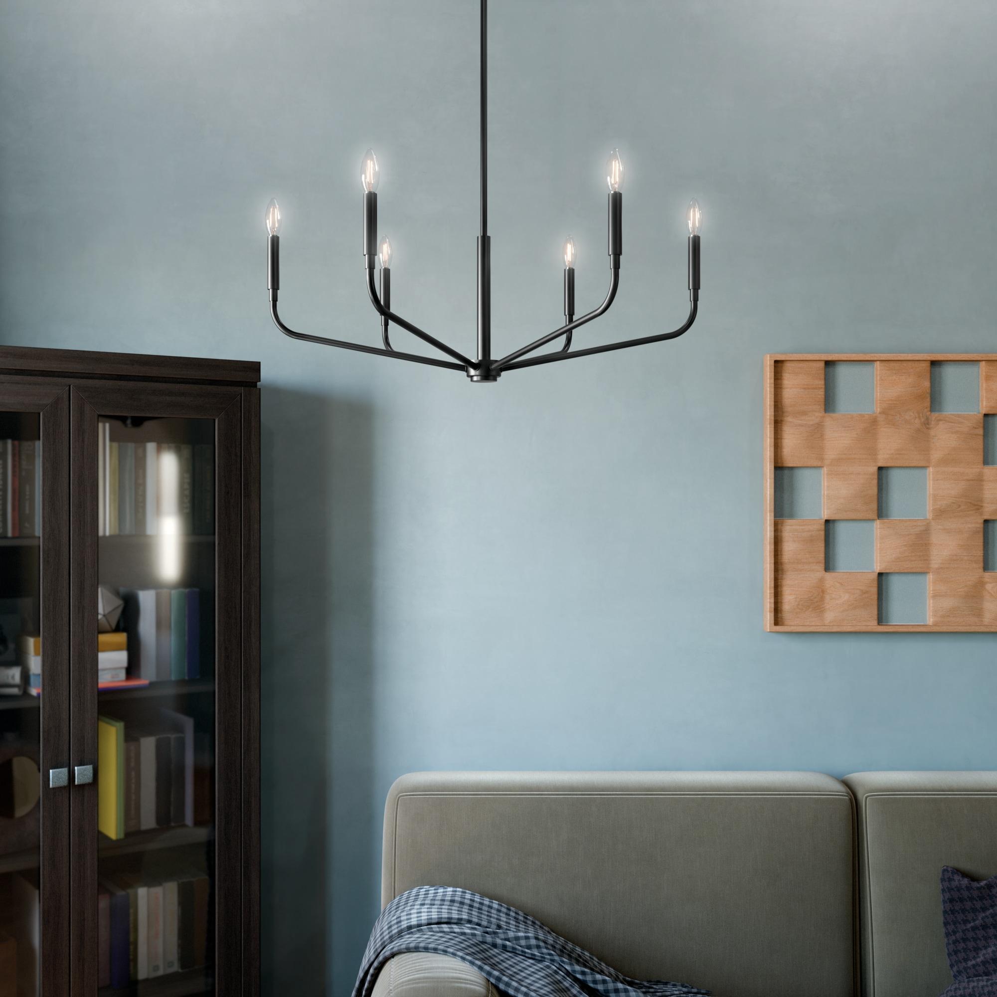 Black 6-Light Modern Candle Chandelier