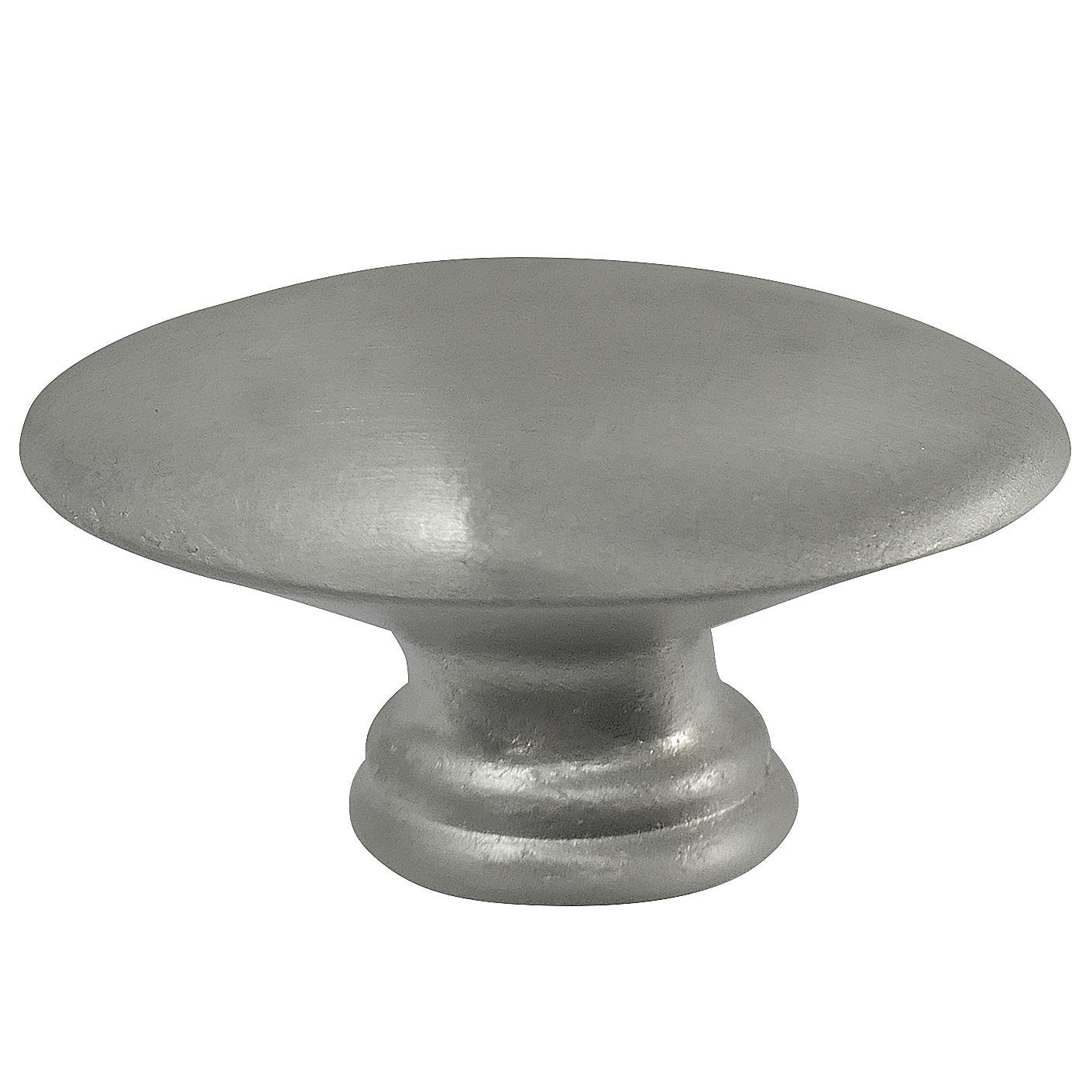 Nantucket Satin Pewter Round Metal Knob with Mounting Hardware