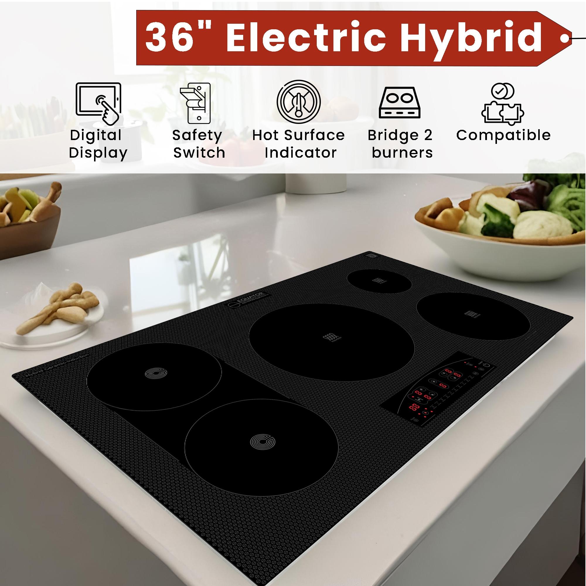 Equator Design 36" Electric Hybrid CERAMIC-INDUCTION 5 Burner Cooktop 220V