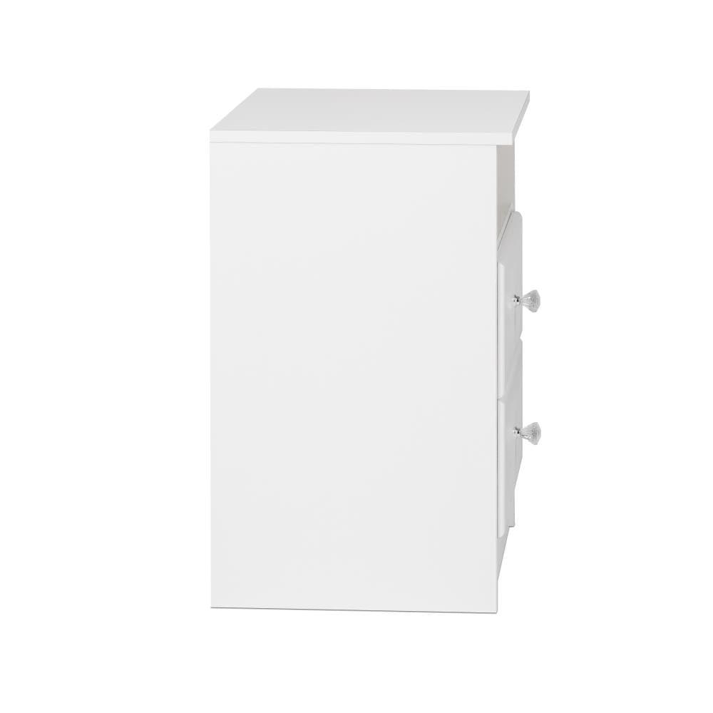 Astrid 2 Drawer Nightstand with Crystal Knobs White - Prepac: Modern Style, Open Shelf Storage