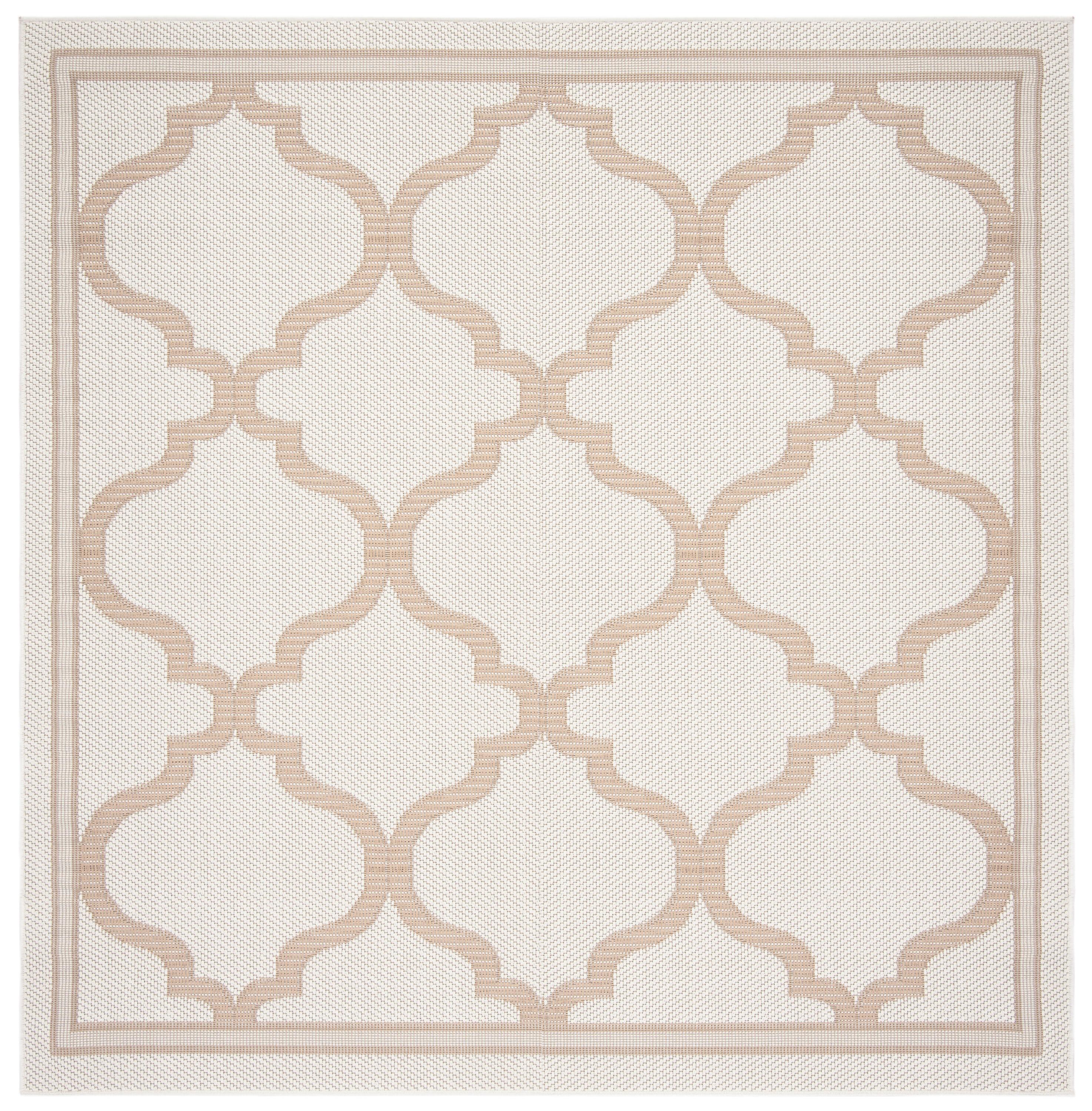 SAFAVIEH Bermuda Tamaya Geometric Machine Washable Indoor/Outdoor Area Rug, Ivory/Beige, 8' x 8' Square