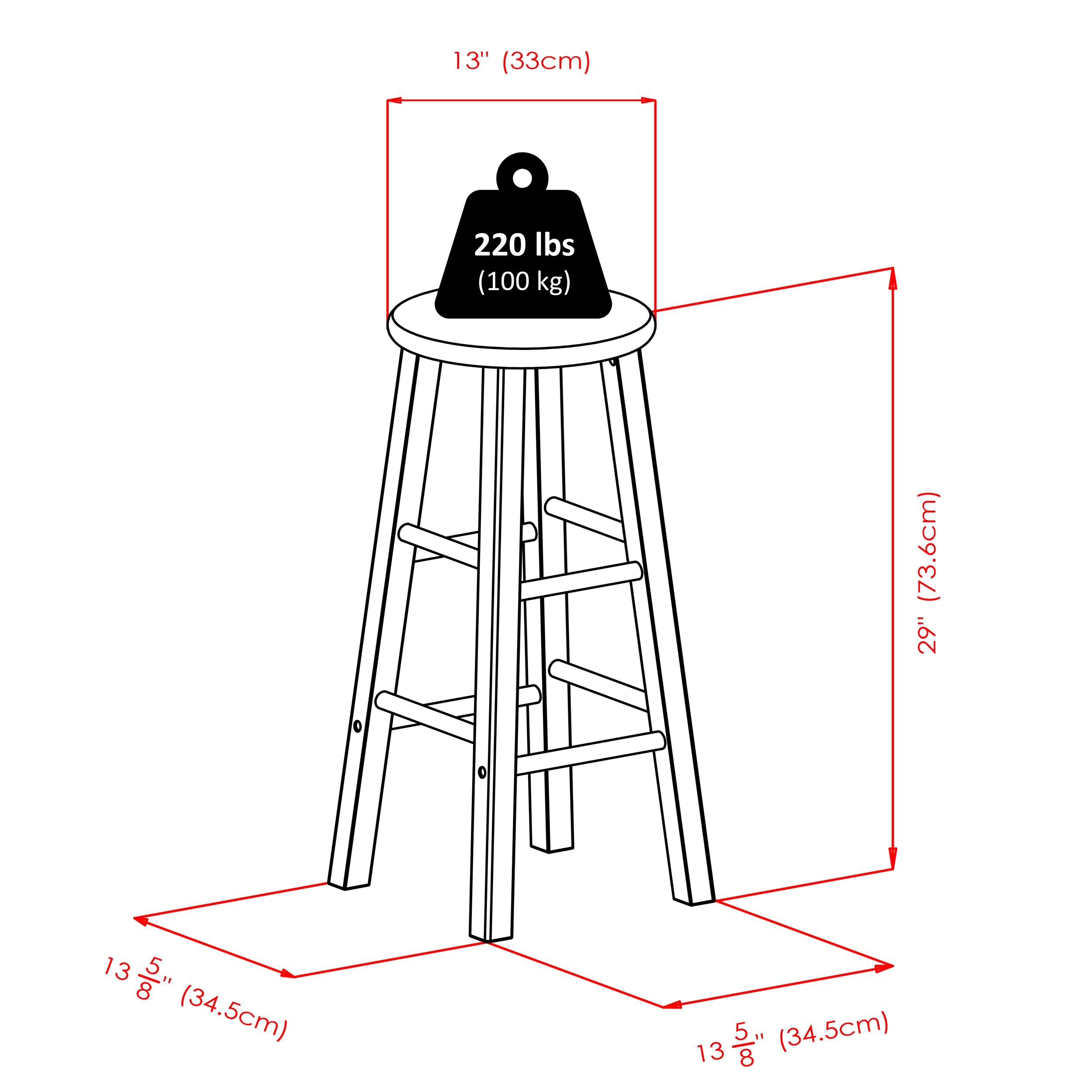 29" 2pc Element Barstools Espresso - Winsome: Solid Wood, High Stools, 220lbs Capacity