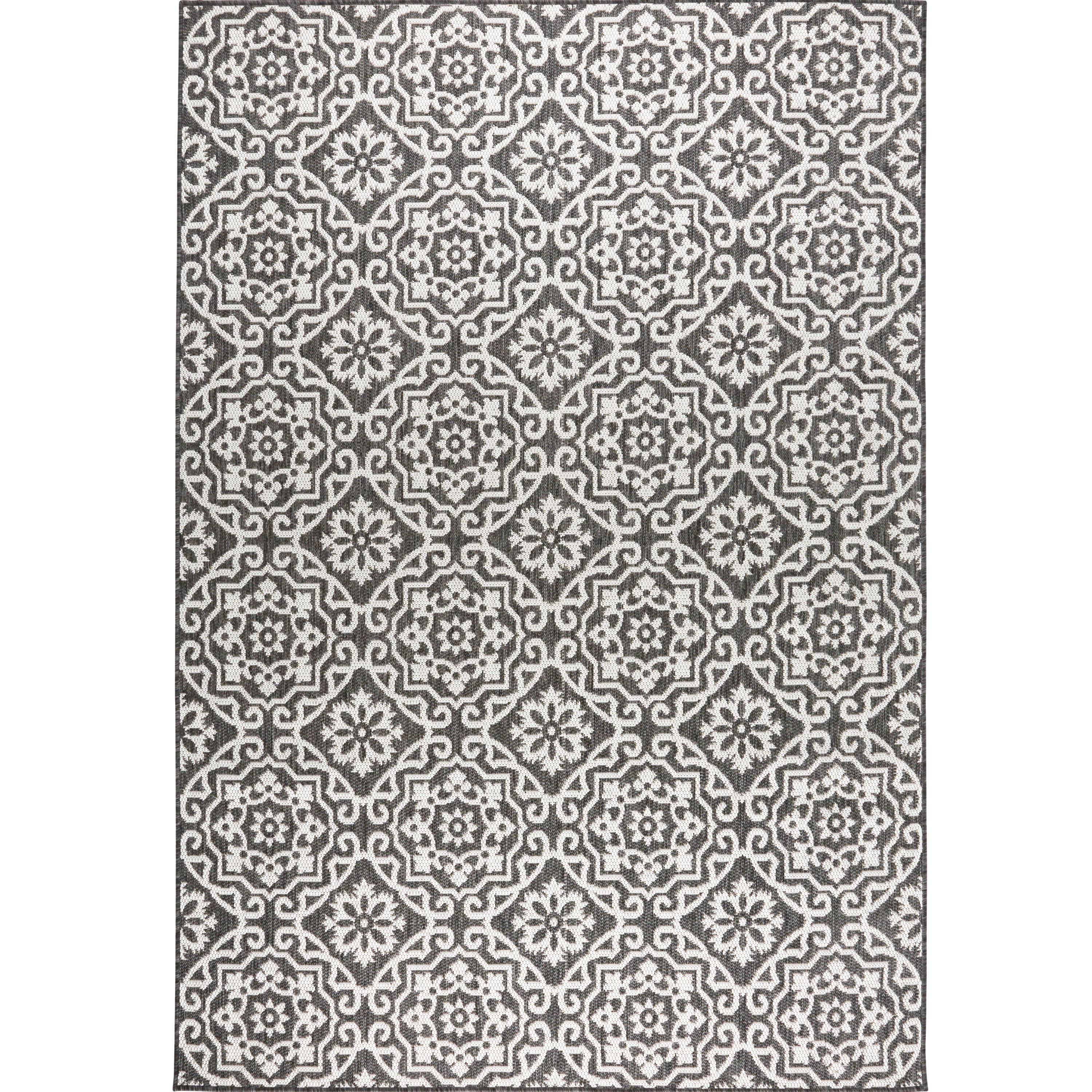 Nicole Miller New York Patio Country Danica Geometric Indoor/Outdoor Area Rug, Black/Grey