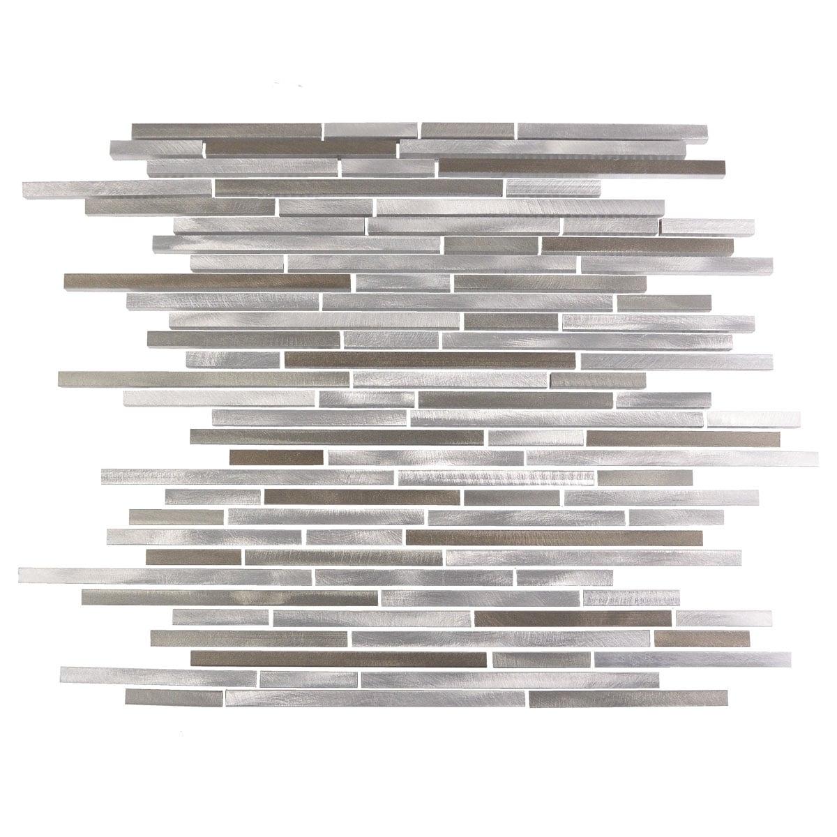 Abolos City Lights 12 in. x 12 in. Aluminum Metal Straight Edge Thin Linear Decorative Kitchen & Bathroom Wall Tile