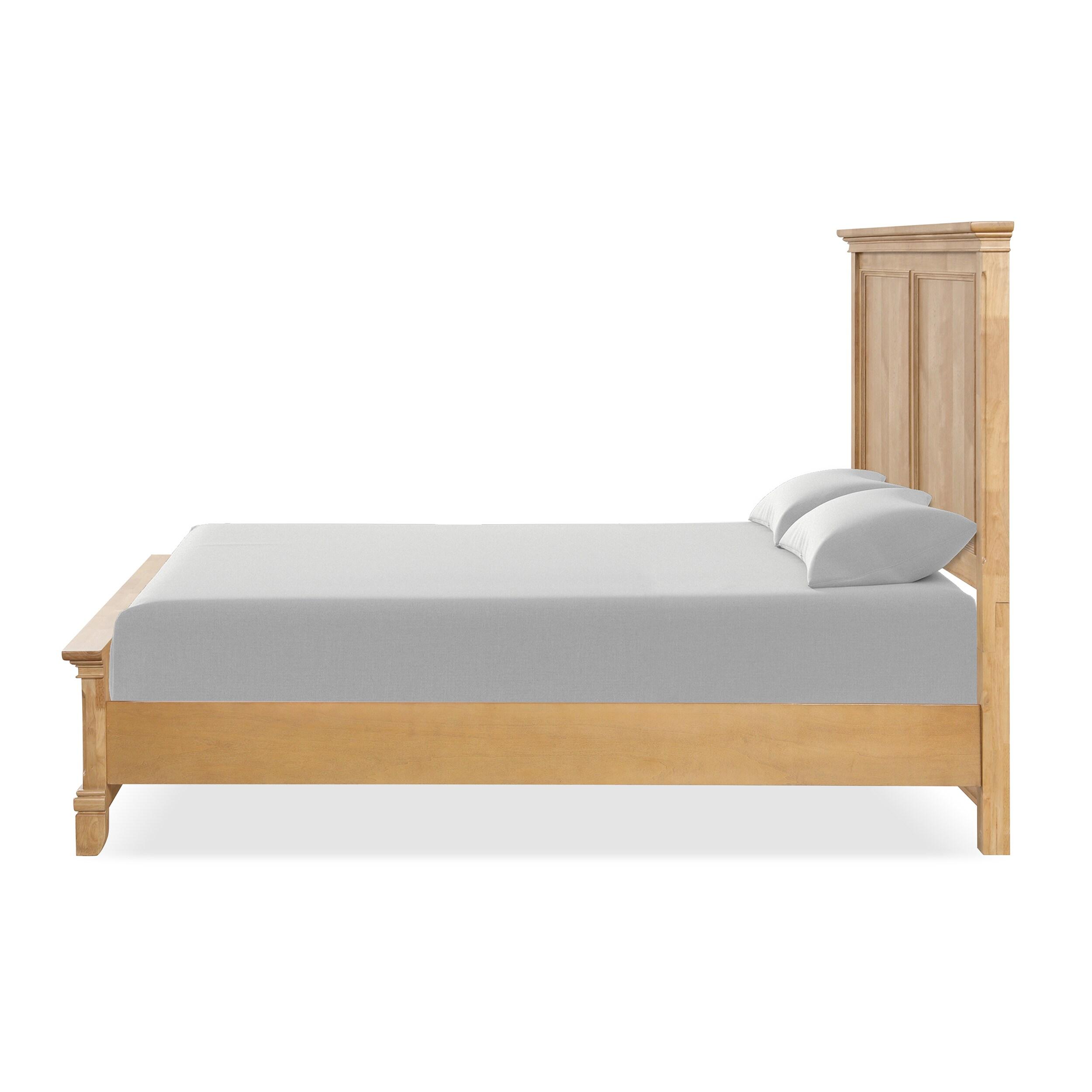 Furniture of America Stratford Solid Wood Queen Panel Bed, Natural Oak