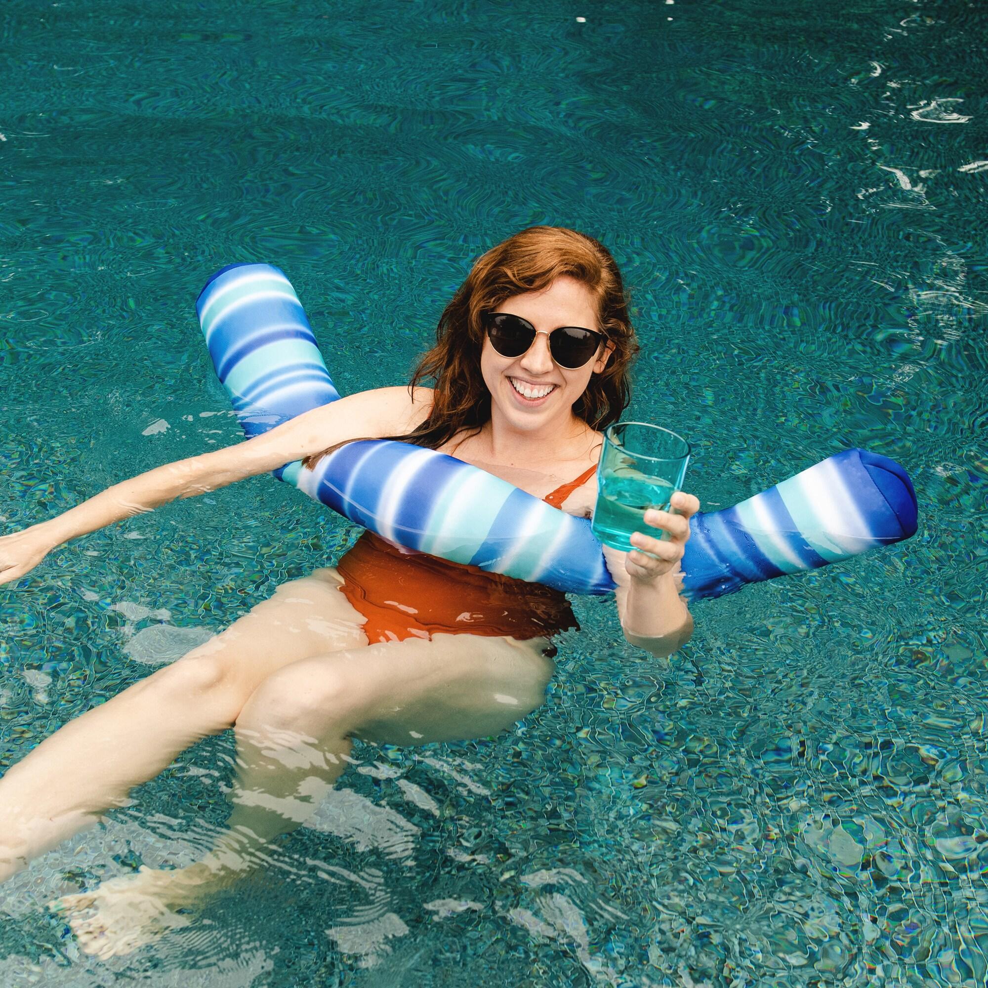 Blurred Blue Striped Mesh Fabric Pool Noodle