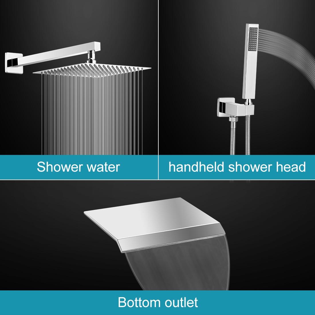 3-Spray Patterns With 2.5 GPM 12 in. Showerhead Wall Mounted Dual Shower Heads with Valve
