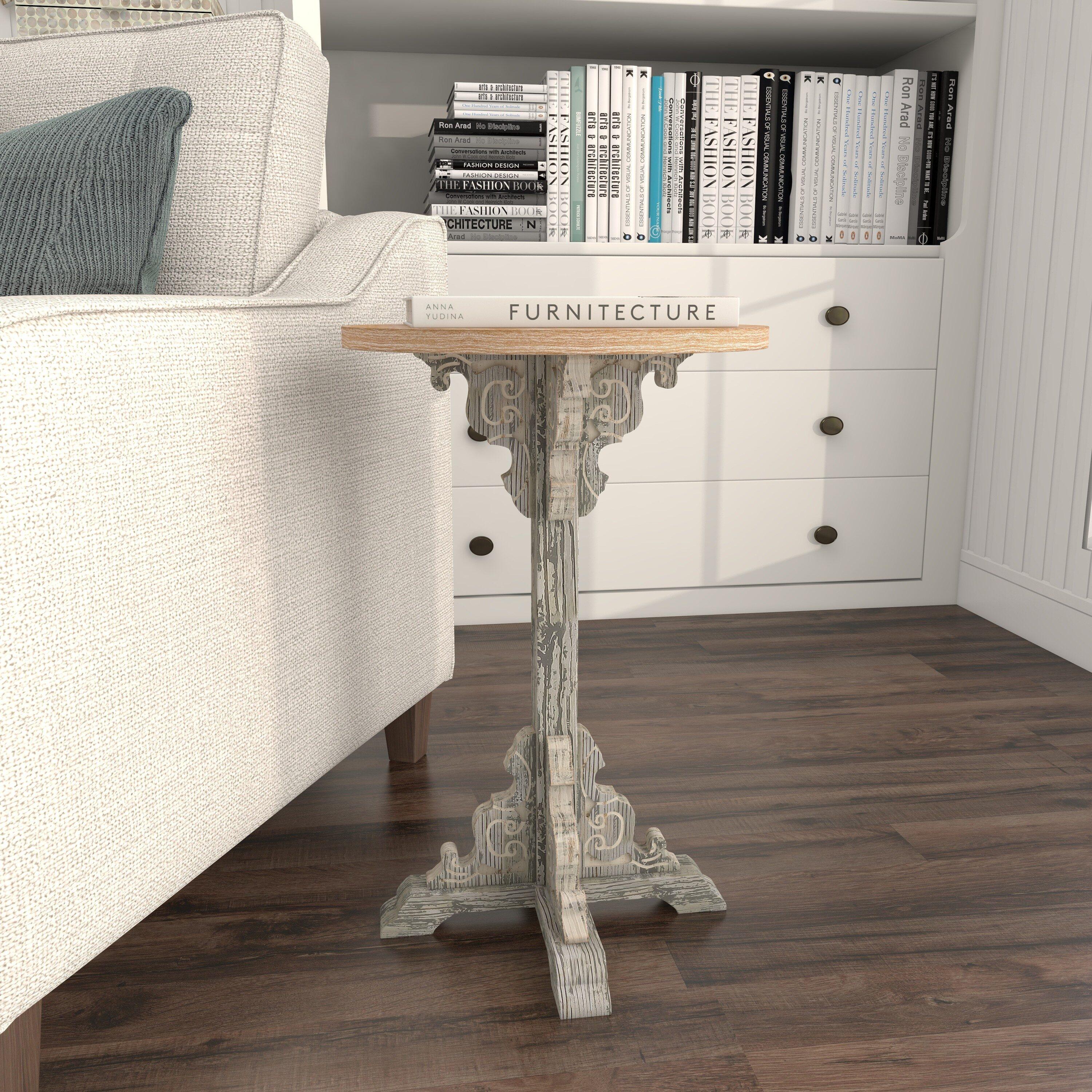 Traditional Round Wood Accent Table White - Olivia & May