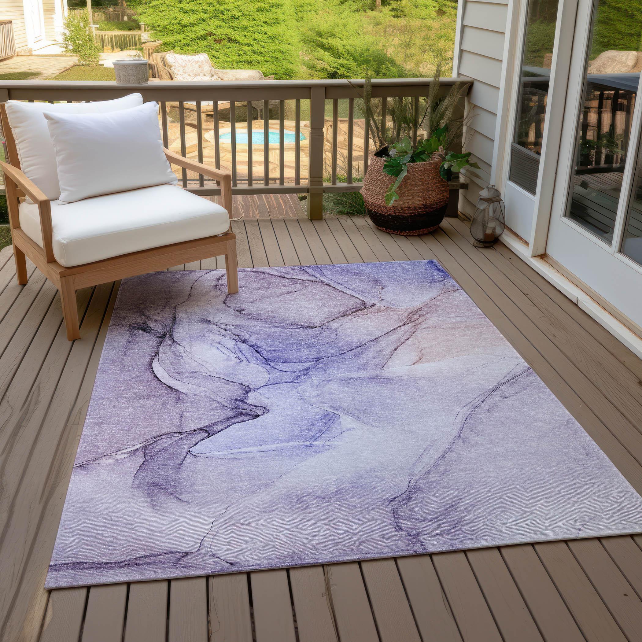 Addison Rugs Chantille Indoor/Outdoor Transitional Watercolors Purple Washable Rectangle Rug, 2'6" x 3'10"