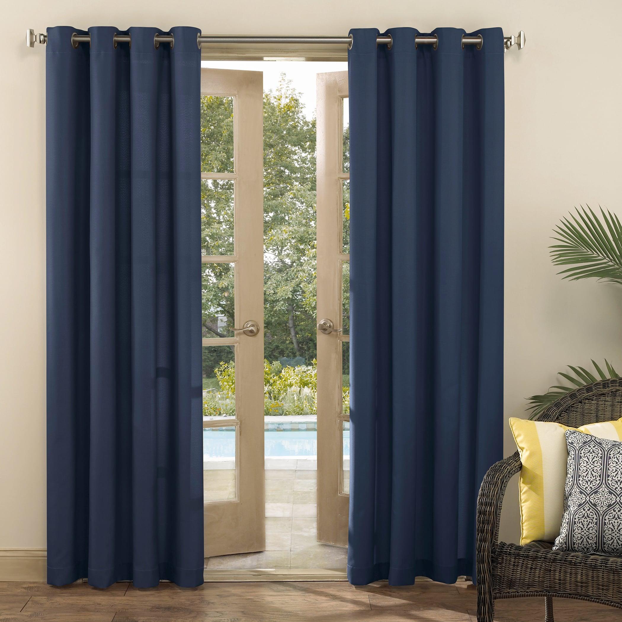 84"x54" Sailor Indoor/Outdoor UV Protectant Room Darkening Grommet Top Curtain Panel Dark Blue - Sun Zero: Living Room & Outdoor Use