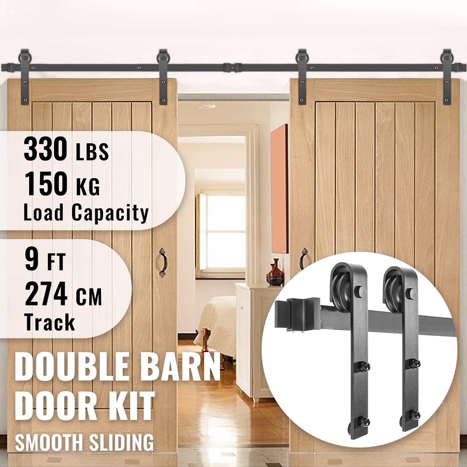 VEVOR Black Steel Single Door Barn Door Hardware Kit Standard Single