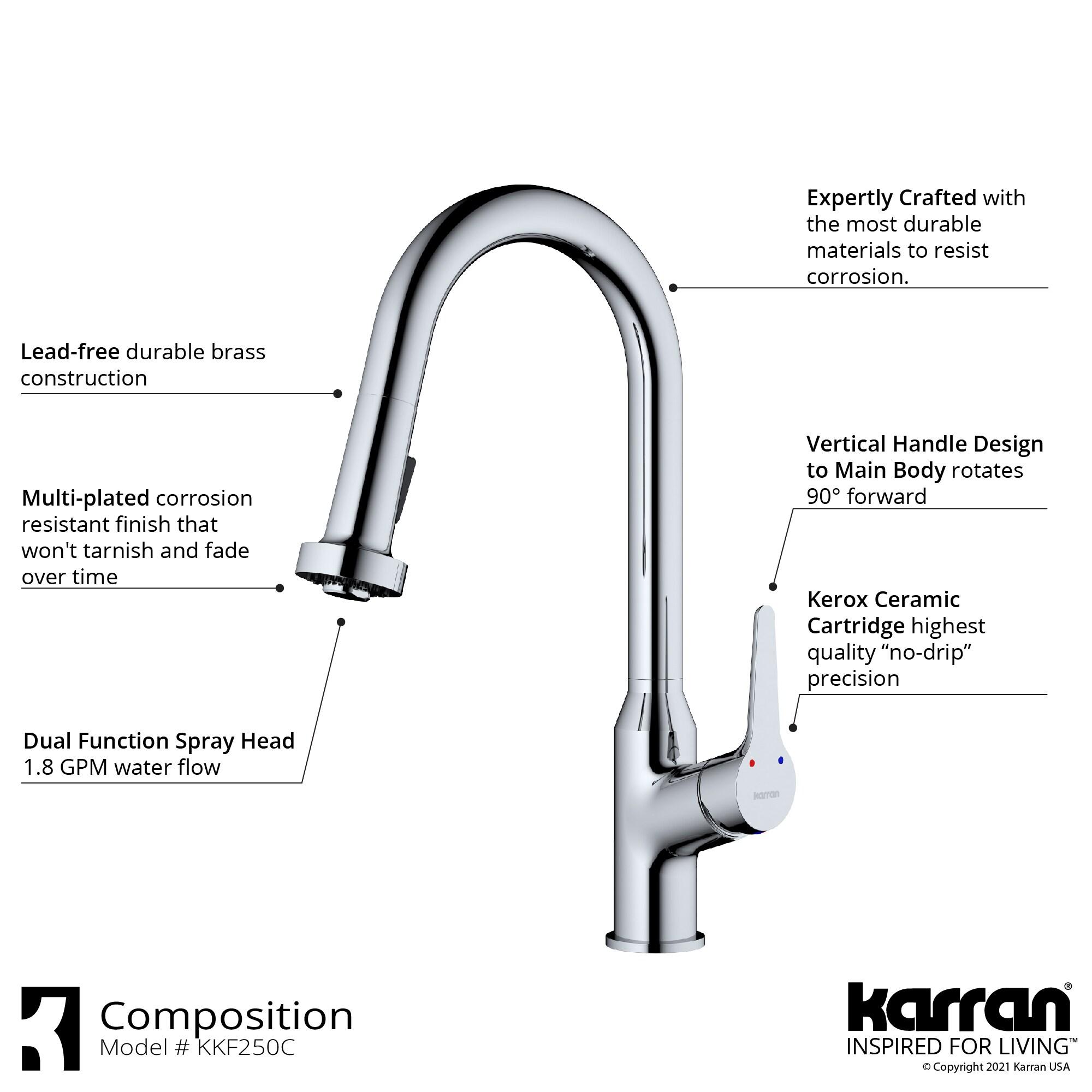 Karran Scottsdale Single Handle Pull Down Sprayer Kitchen Faucet