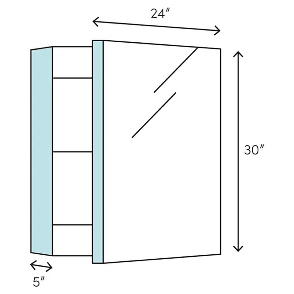 Fresca Tiempo 24" Right Modern Aluminum Bathroom Medicine Cabinet in Mirrored