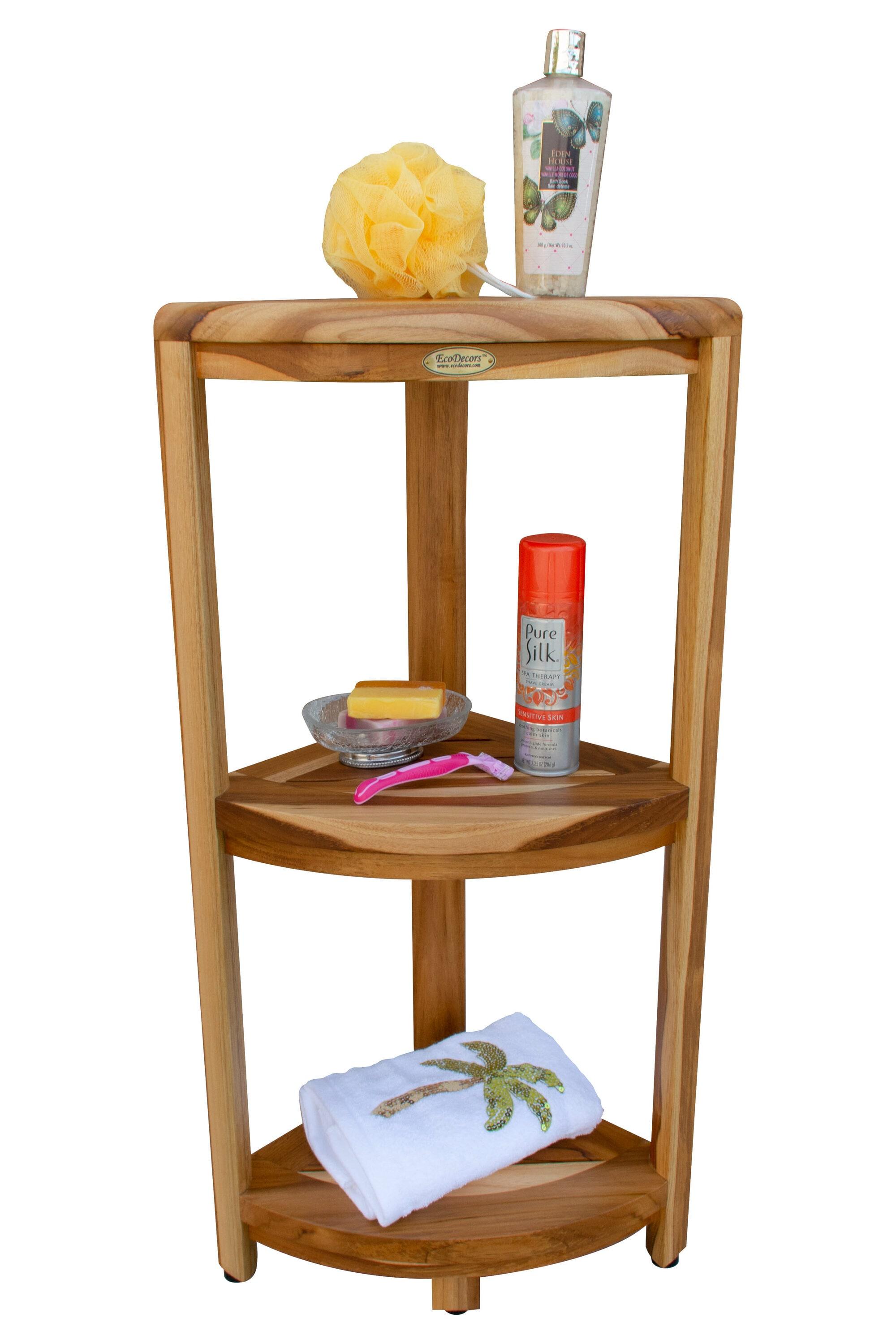 EcoDecors EcoDecors, Snazzy Corner, Teak Corner Shower Shelf, Shower Stand Corner, in EarthyTeak™