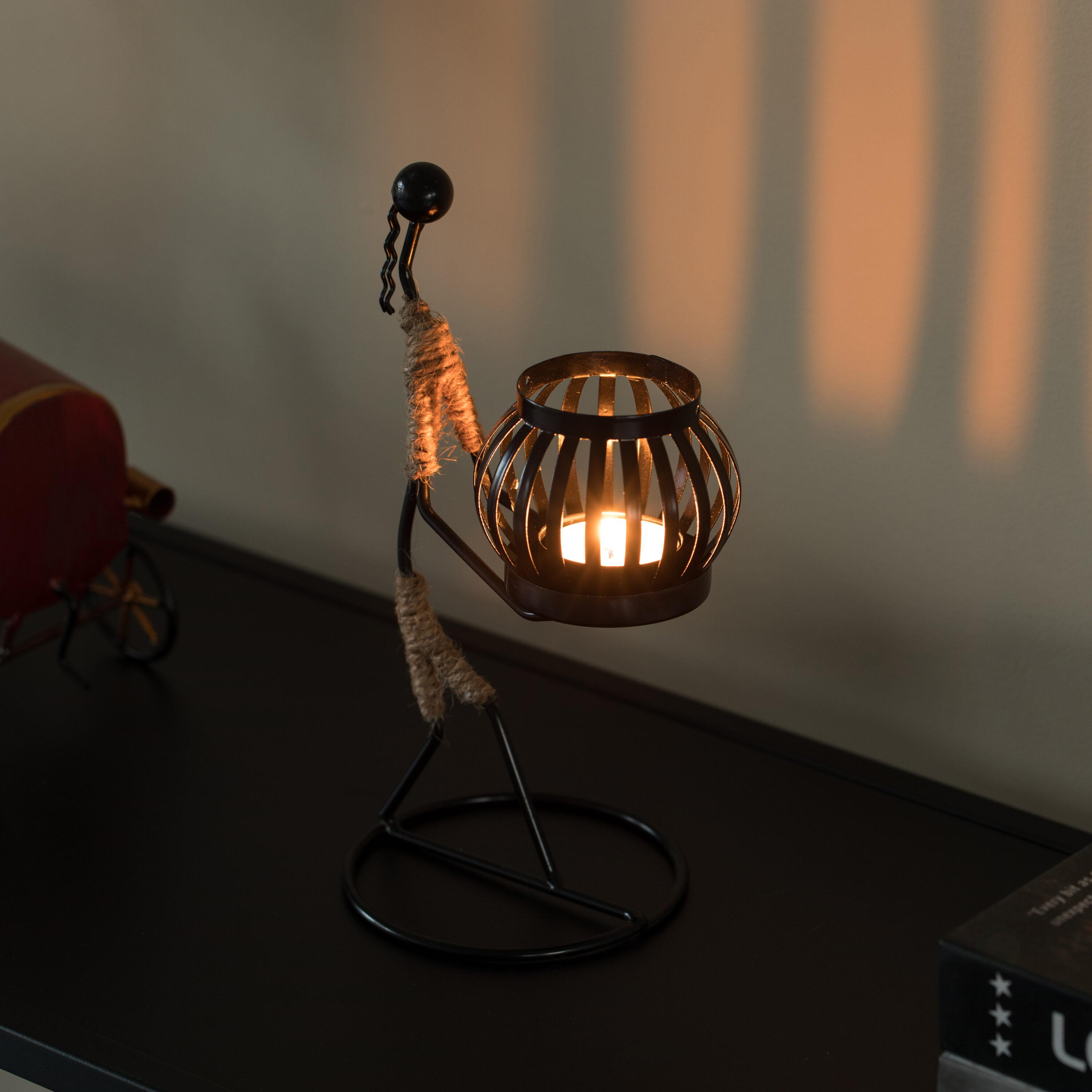 Fabulaxe Wire Figure Candle Holder Decorative Modern Tea Light Lantern Tabletop Centerpiece Candle Stand, Front Carry