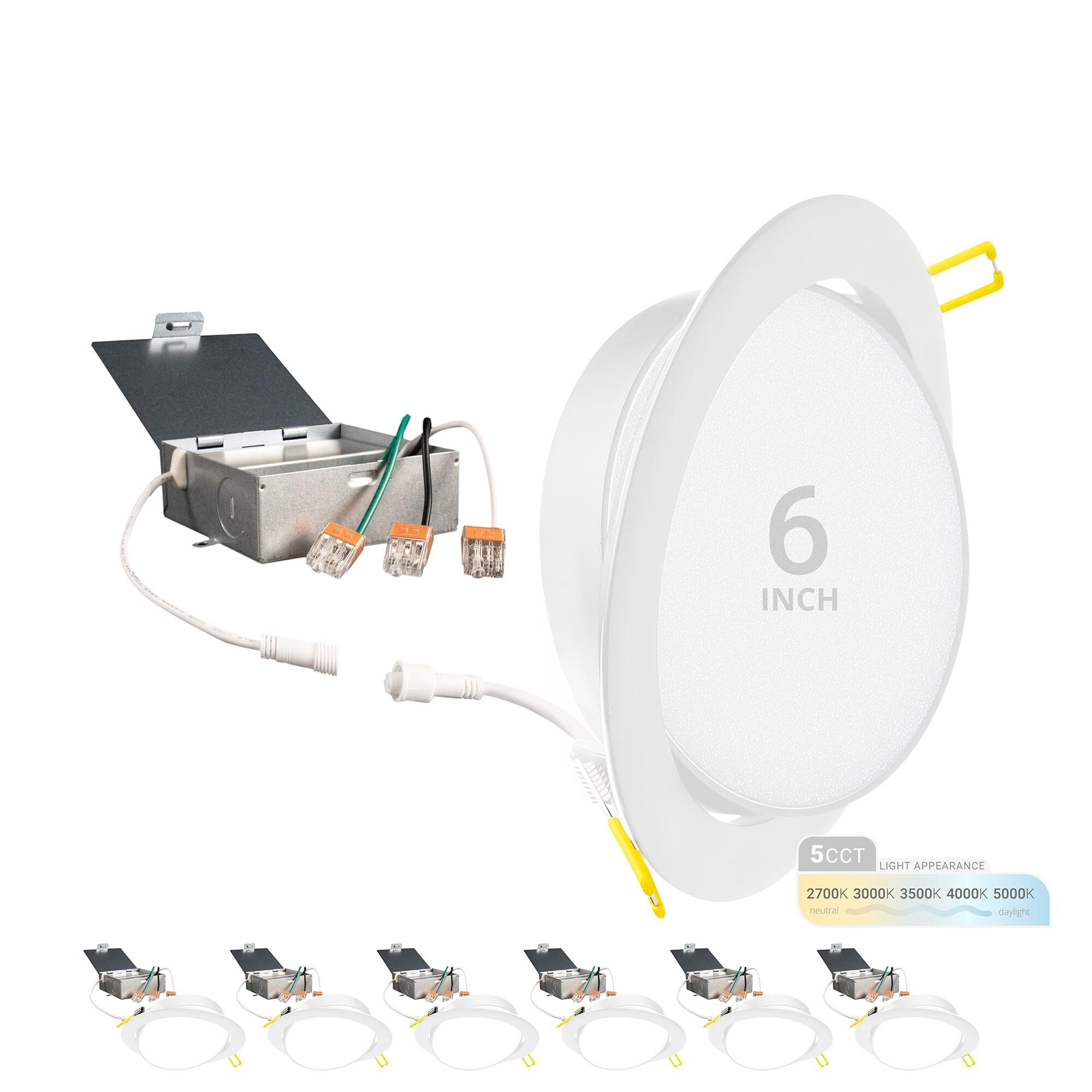 Adjustable Downlight 6.87'' Selectable Color Temperature Dimmable Air-Tight IC Rated LED Canless Recessed Lighting Kit