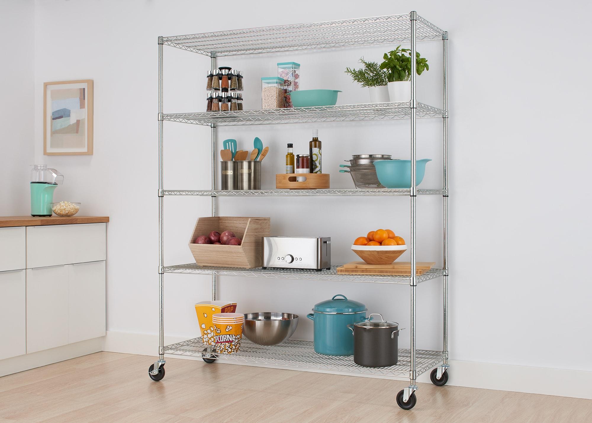 TRINITY EcoStorage 5-Tier NSF Rolling Steel Wire Shelving Unit w/ Wheels (60 in. W x 24 in. D)