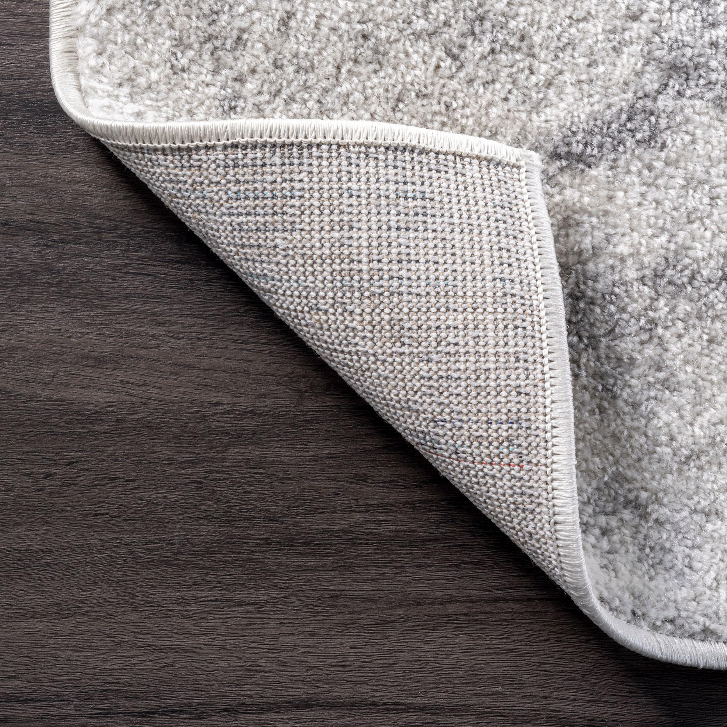 Gray Oval Reversible Stain-Resistant Synthetic Area Rug