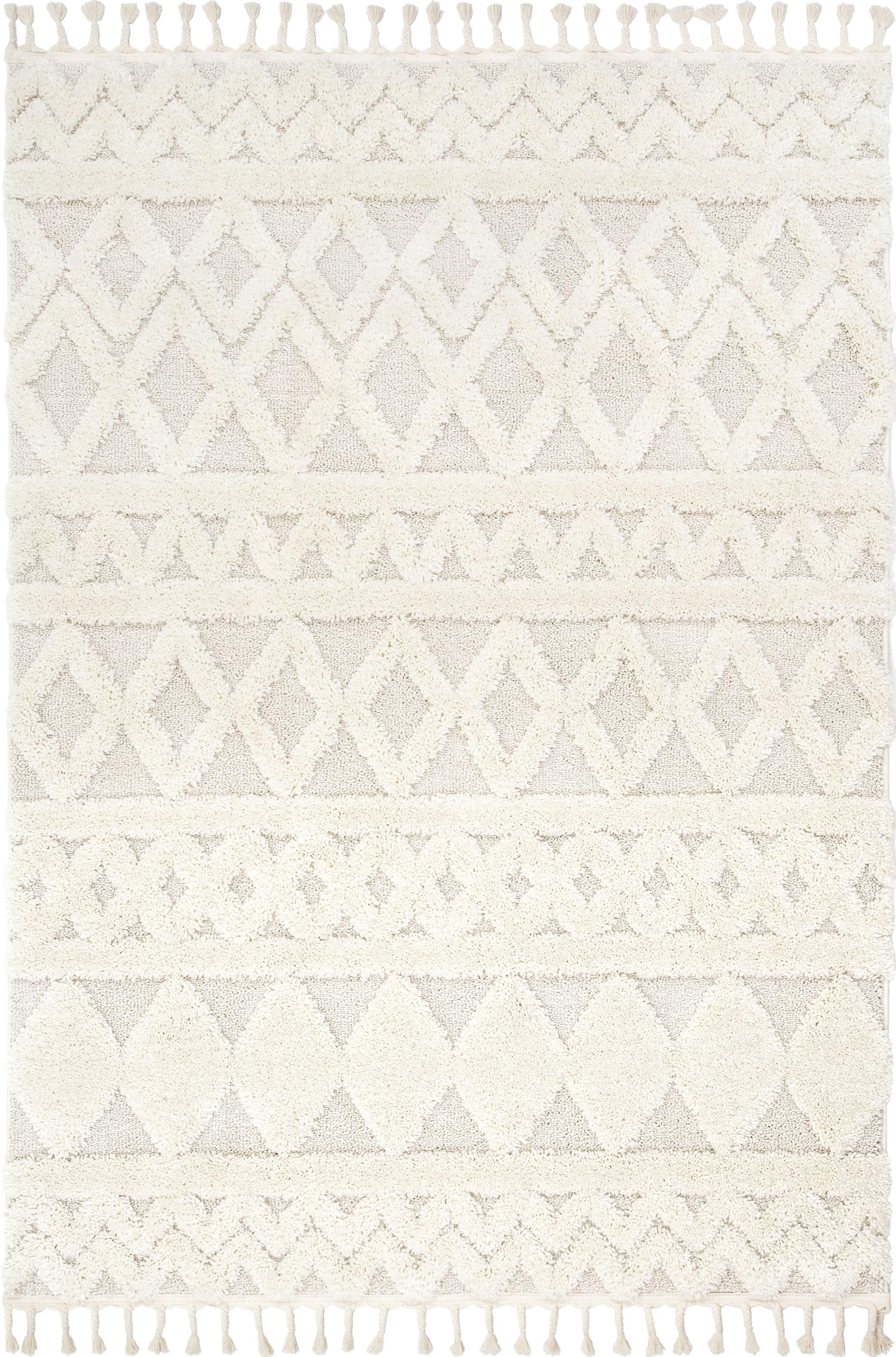 Well Woven Austen Ivory Vintage Diamond Pattern Ivory Farmhouse Rug