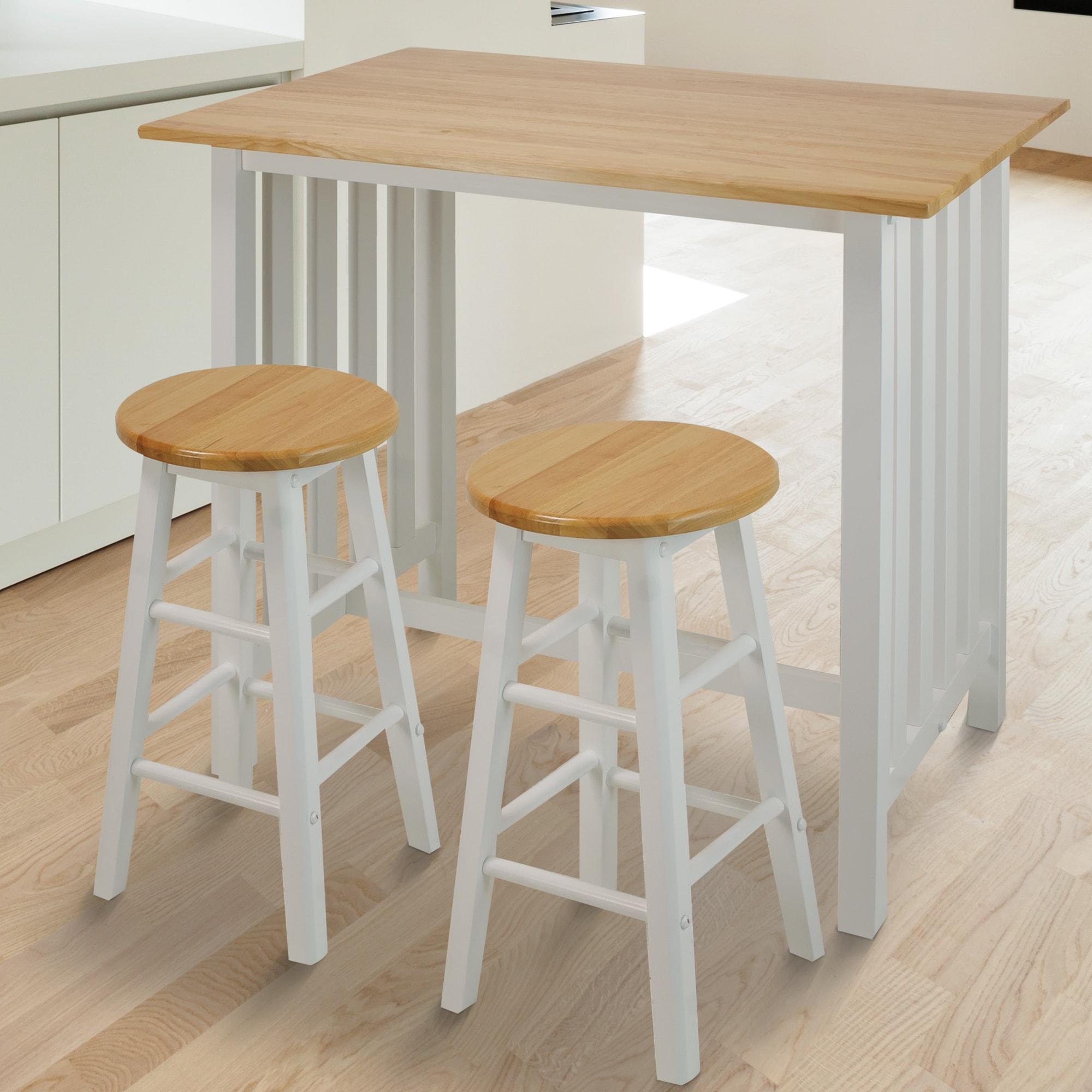 3-Piece Breakfast Set made with Solid Wood - White