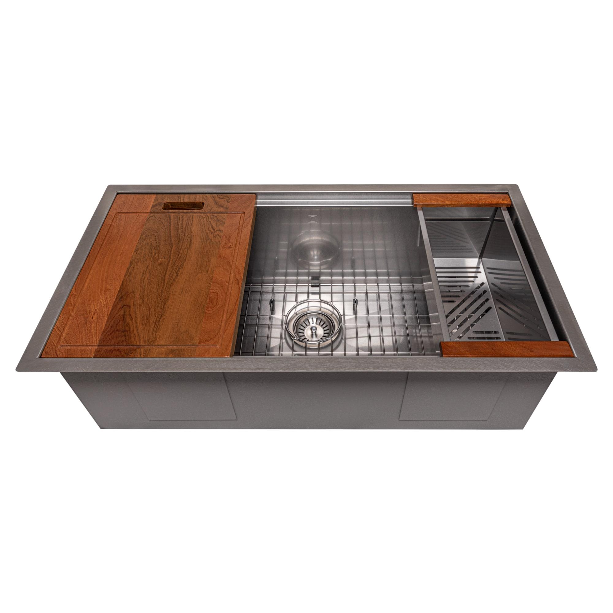 ZLINE 33 in. Garmisch Undermount Single Bowl Satin Stainless Steel Kitchen Sink with Bottom Grid and Accessories (SLS-33S)