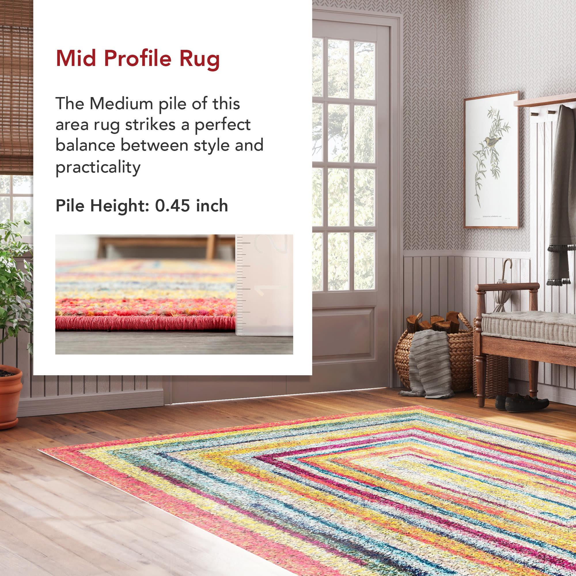 nuLOOM 5'x8' Hargis Labyrinth Area Rug Red/Pink: Contemporary Indoor Low Pile, Stain & Fade-Resistant Rug