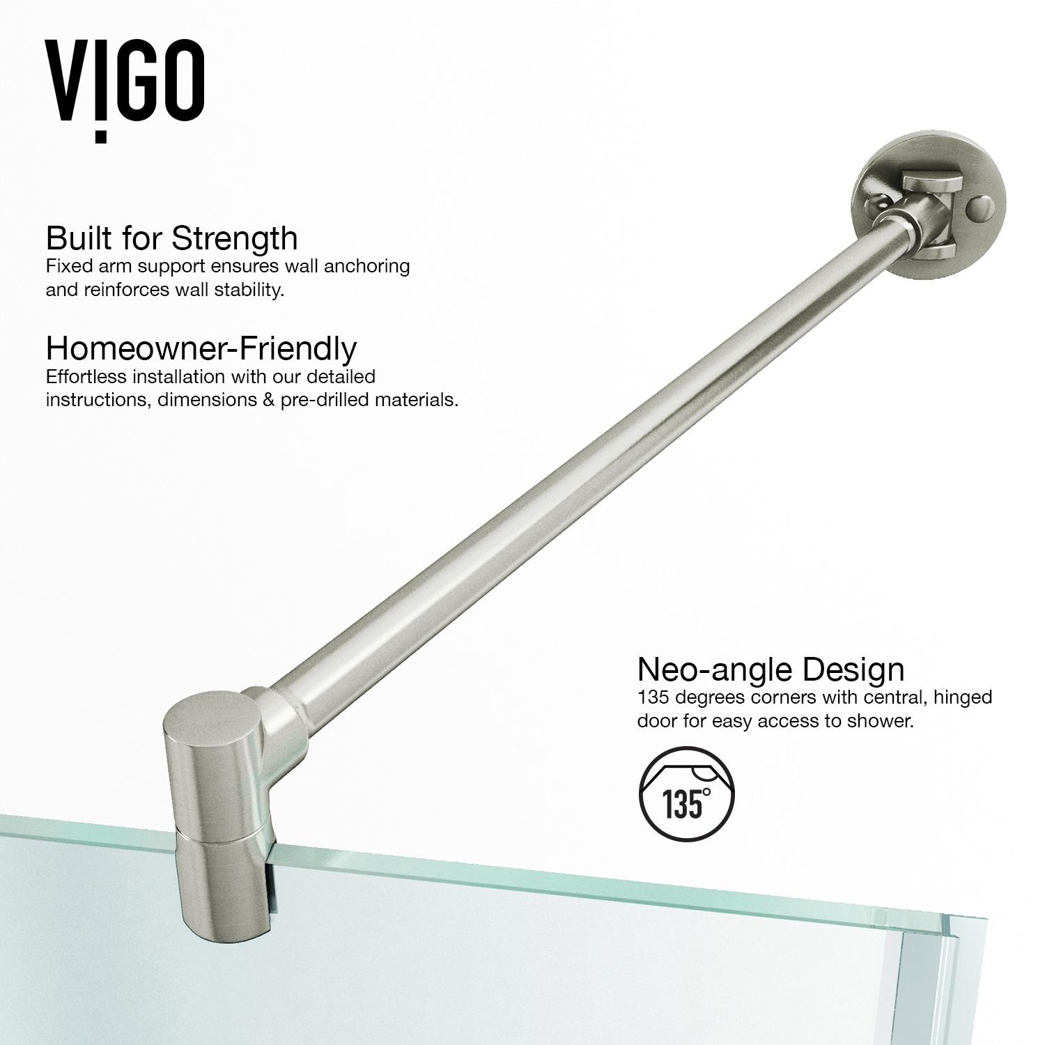 VIGO Verona 38" W x 38" D x 77" H Hinged Frameless Shower Enclosure with 3/8  Clear Glass&Base VG6061CHCL38WS