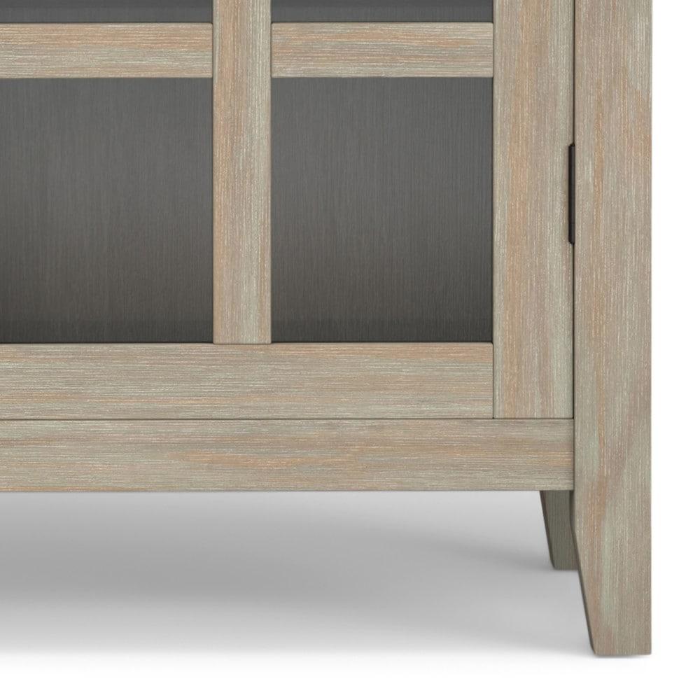 Simpli Home Artisan 38"W Solid Wood 4-Shelf Medium Storage Cabinet with Glass Doors and Adjustable Shelves