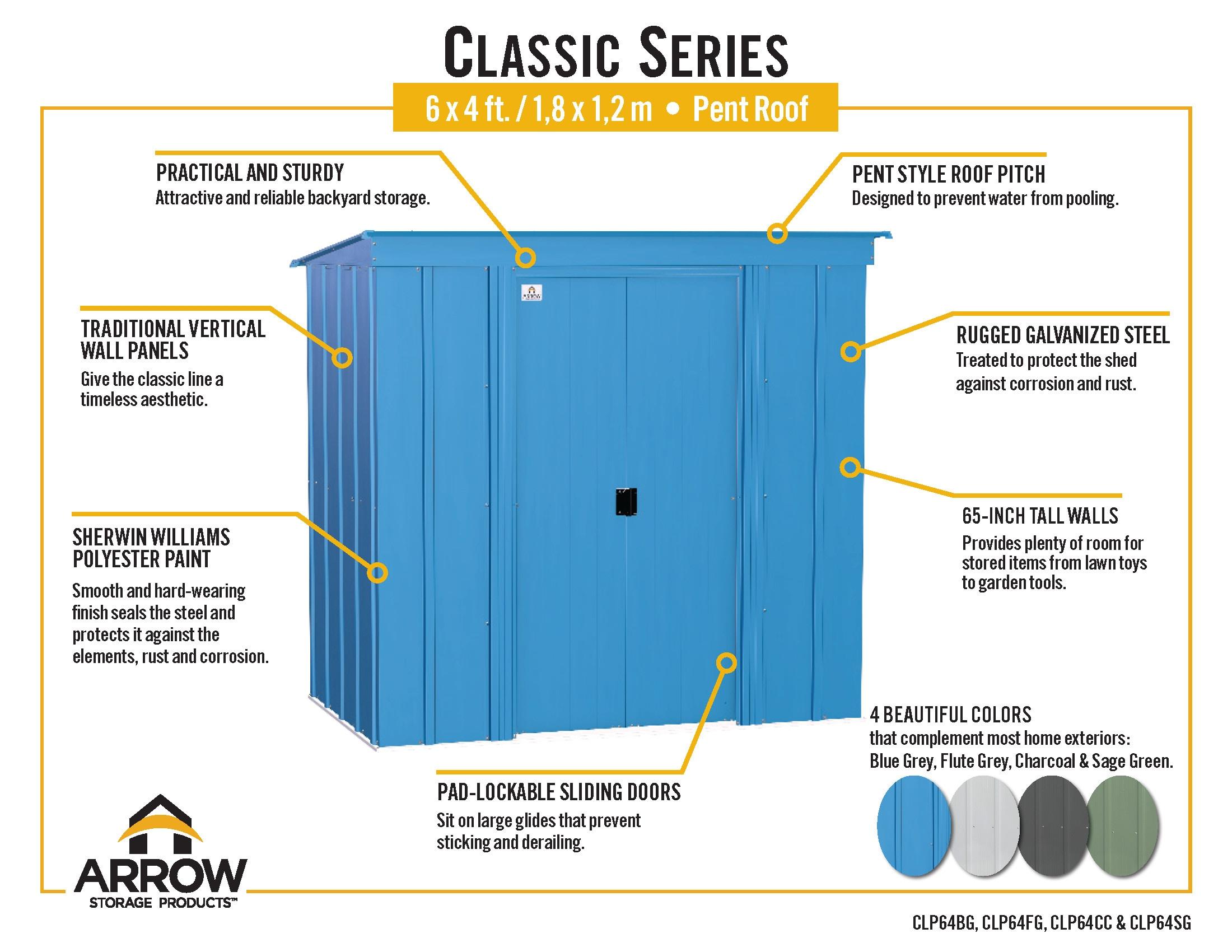 6 ft. W x 4 ft. D Steel Vertical Storage Shed