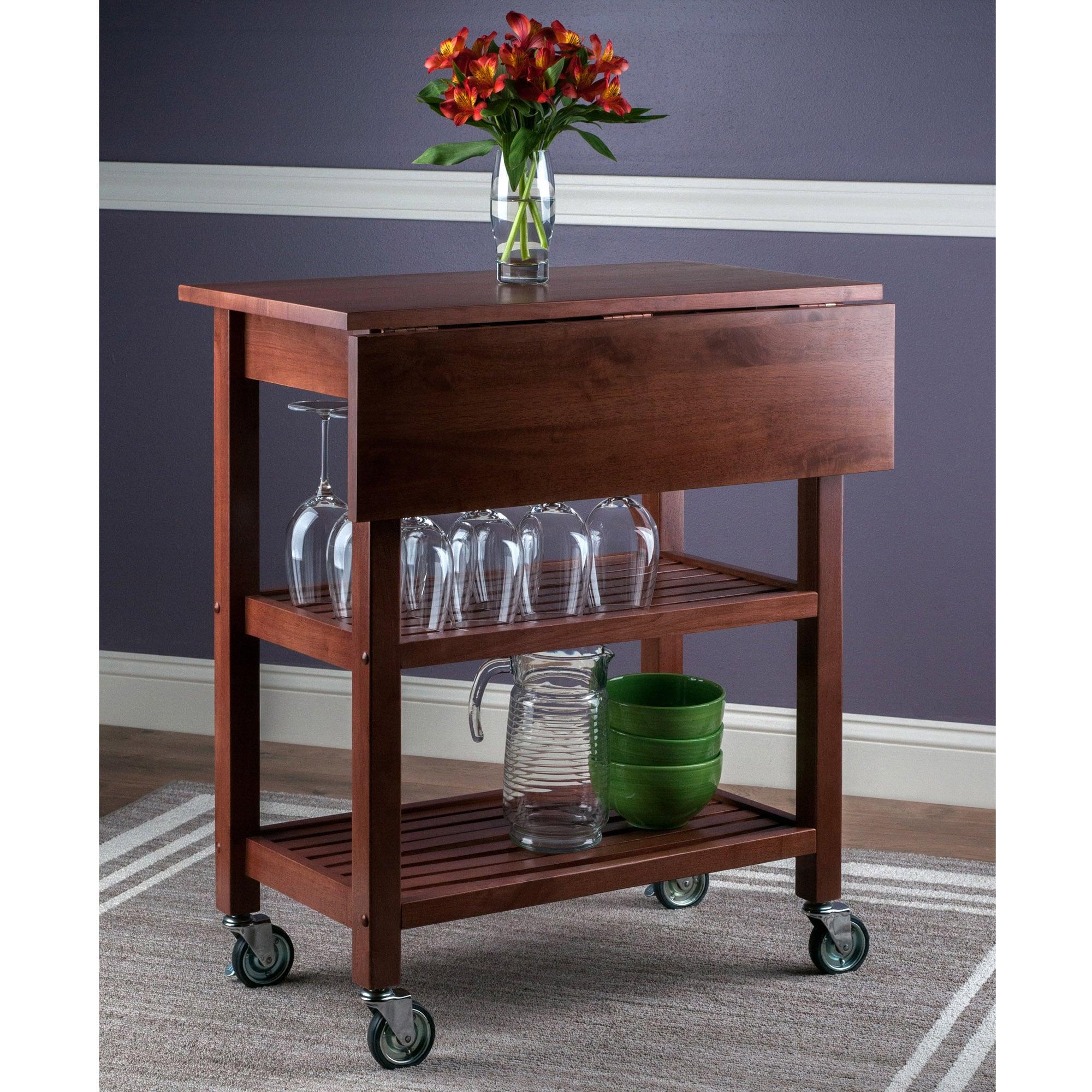 Jonathan Kitchen Cart Walnut - Winsome: Rolling Island with Storage, Wood Composite Surface