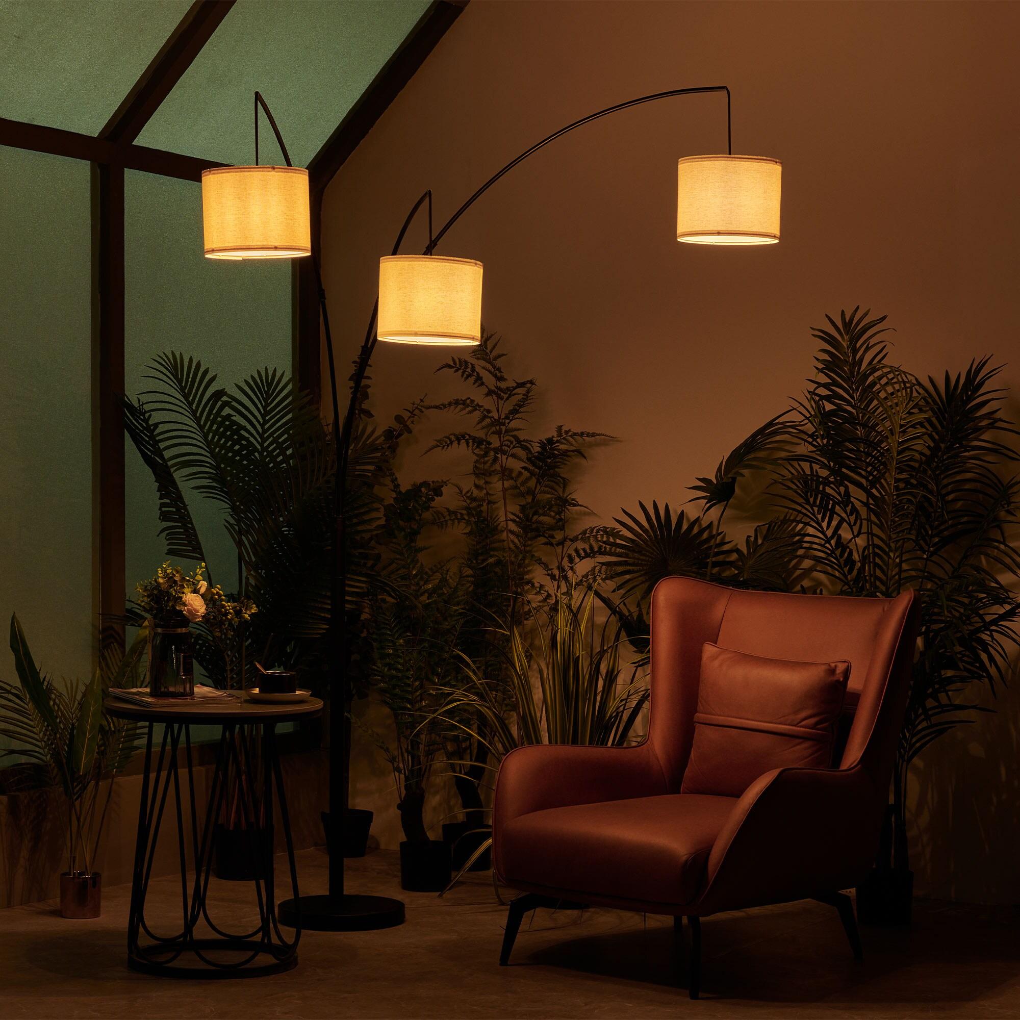 Bestco 83" Modern Arc Floor Lamp with Hanging Drum Shades 3 Light Tree Standing Light