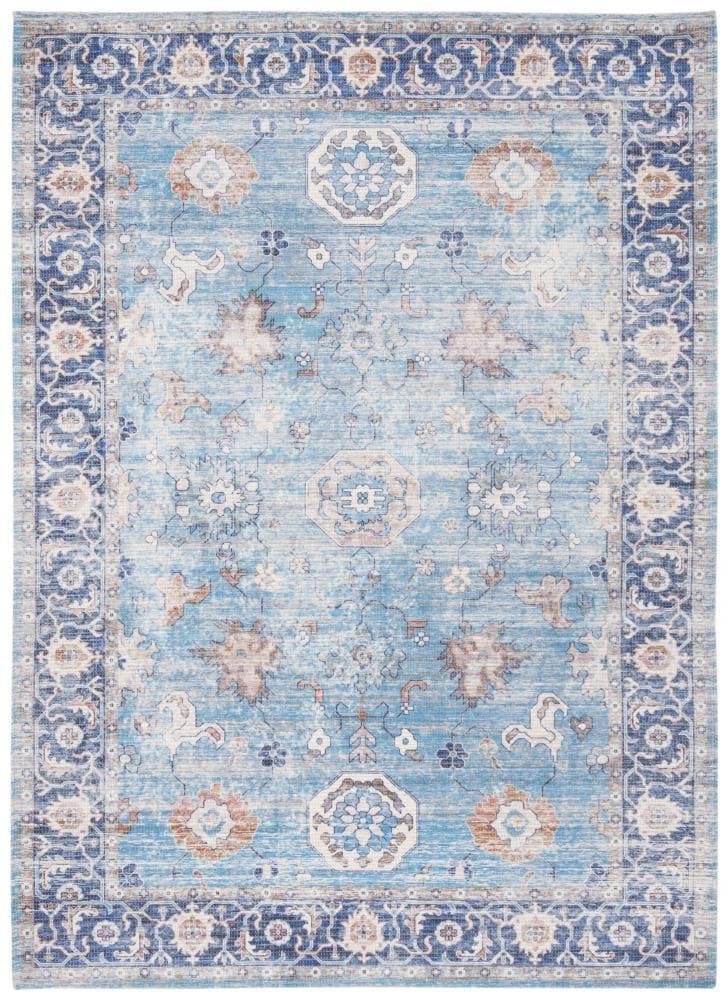 Saffron SFN201 Power Loomed Indoor Area Rug - Aqua/Navy - 5'x8' - Safavieh
