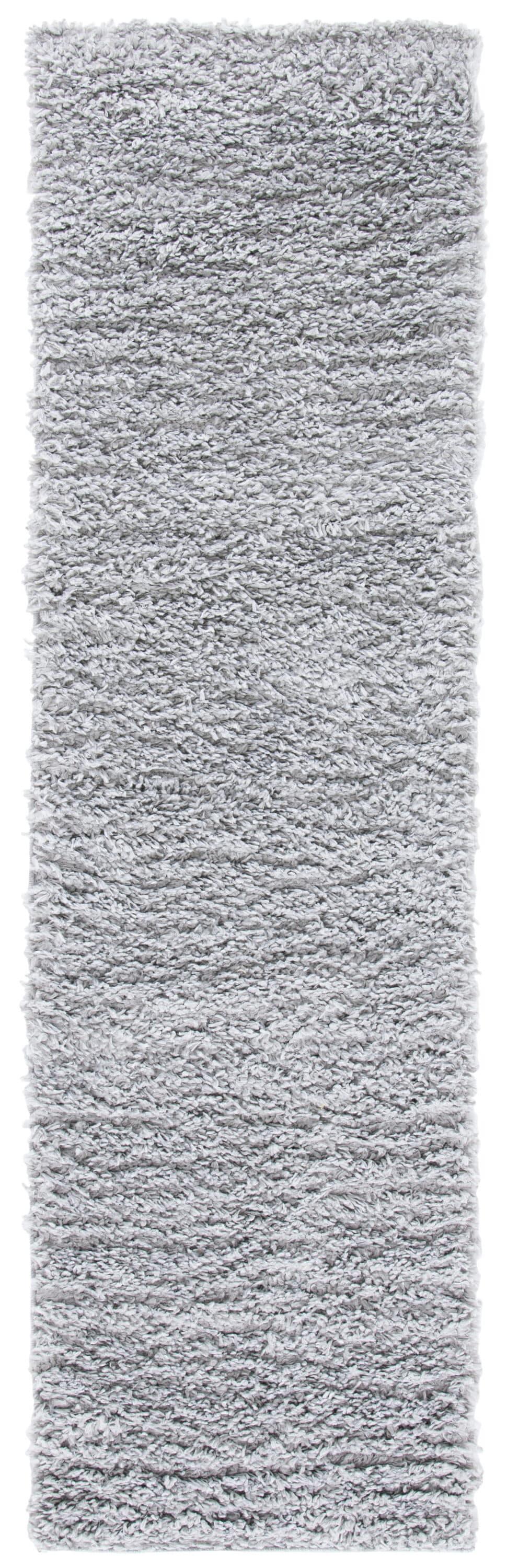 Safavieh August Shag 2 x 11 (ft) Loomed Polypropylene Silver Rectangular Indoor Solid Farmhouse/Cottage Runner rug