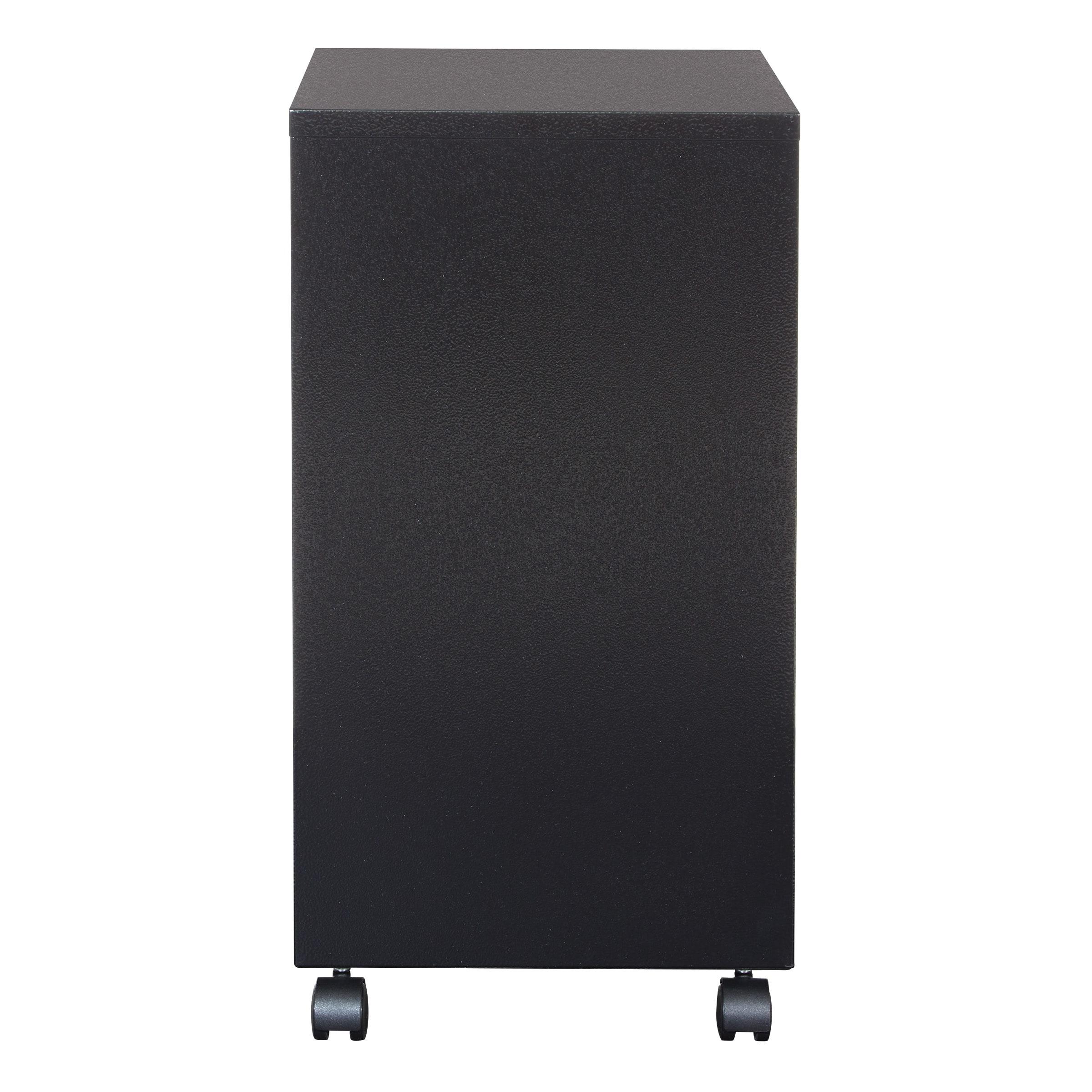2 Drawer Mobile Locking Metal File Cabinet in Black