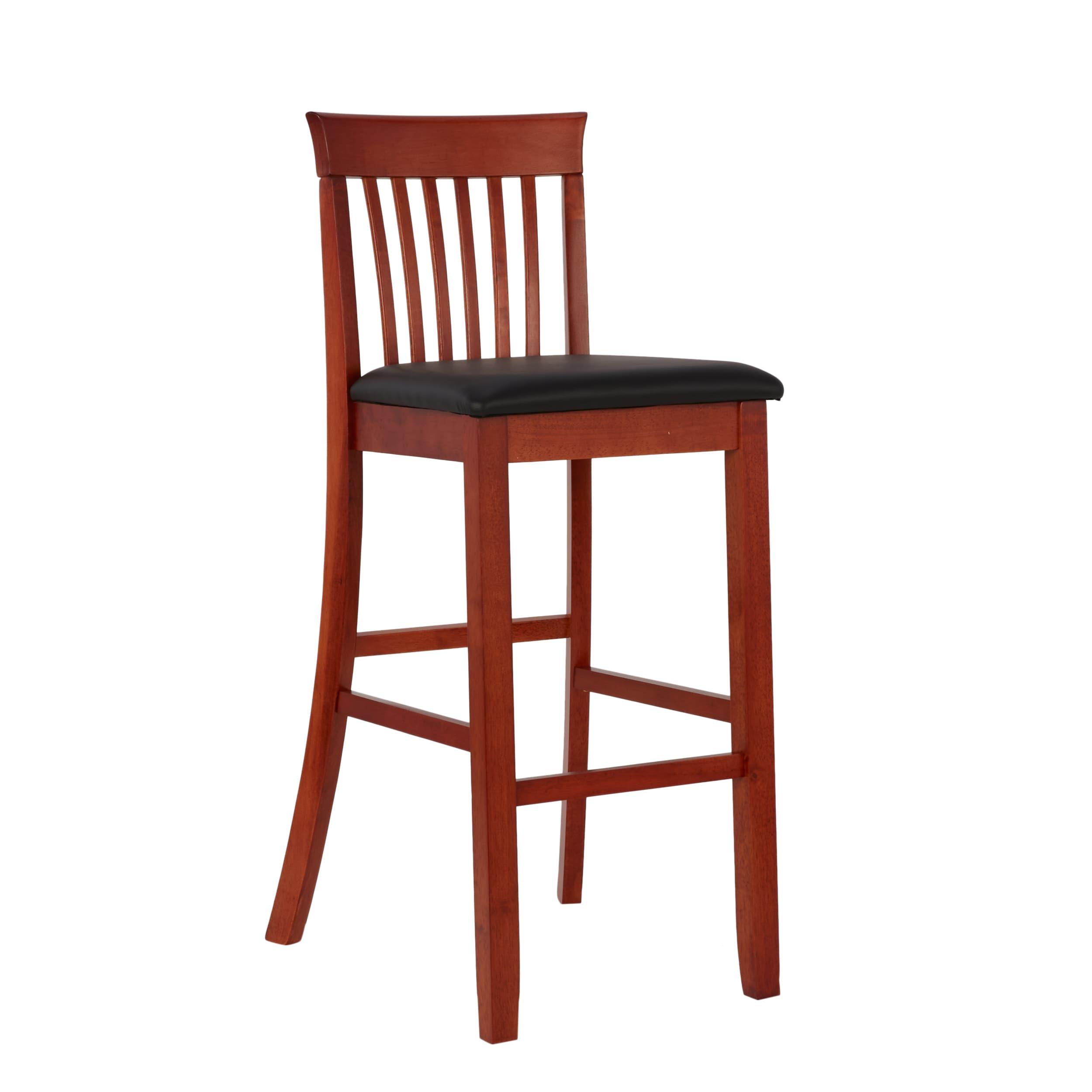 30" Torino Craftsman Padded Seat Barstool Hardwood/Dark Cherry - Linon: Rubberwood, 31" High