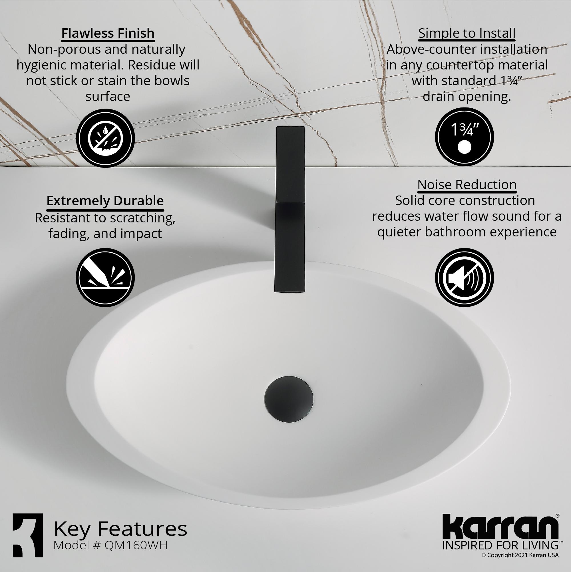 Karran Quattro 23'' X 13-1/4'' Matte White Acrylic Oval Vessel Sink