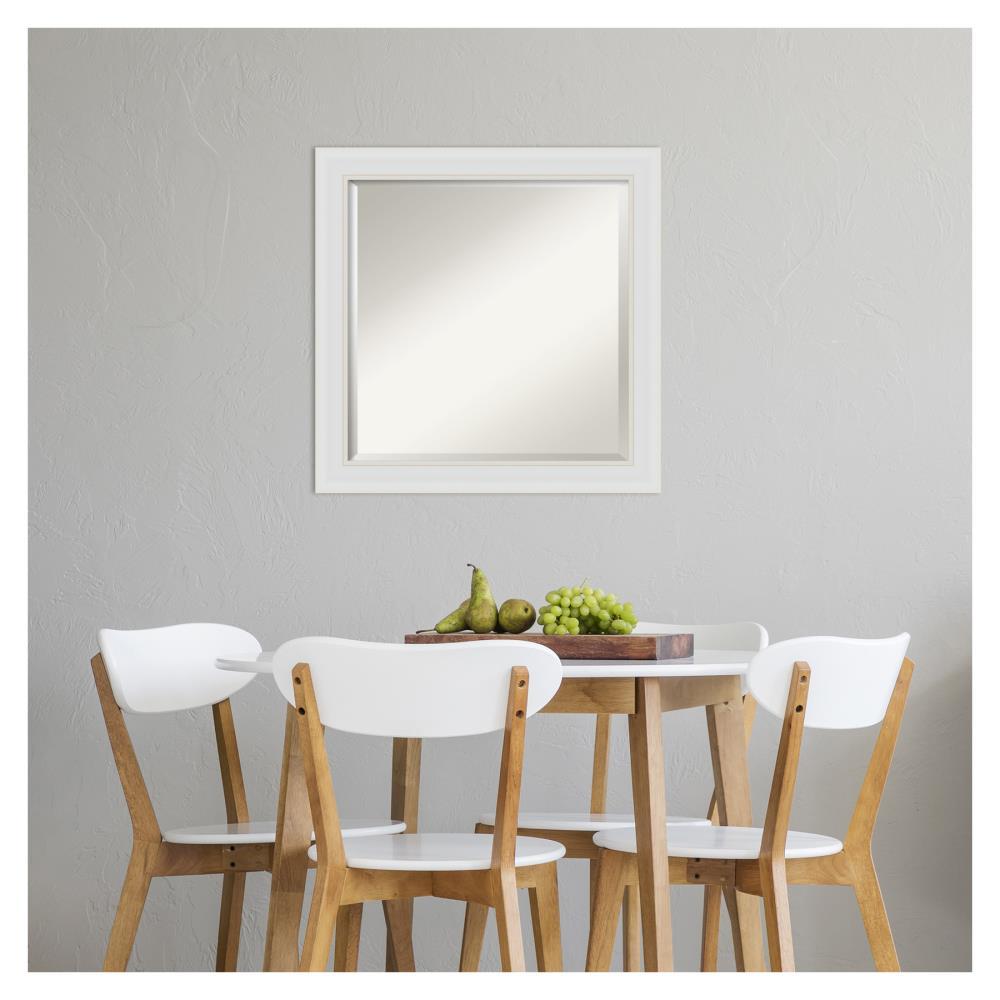 24" x 24" Flair Framed Bathroom Vanity Wall Mirror Soft White - Amanti Art: Satin Finish, Square Shape, No Assembly