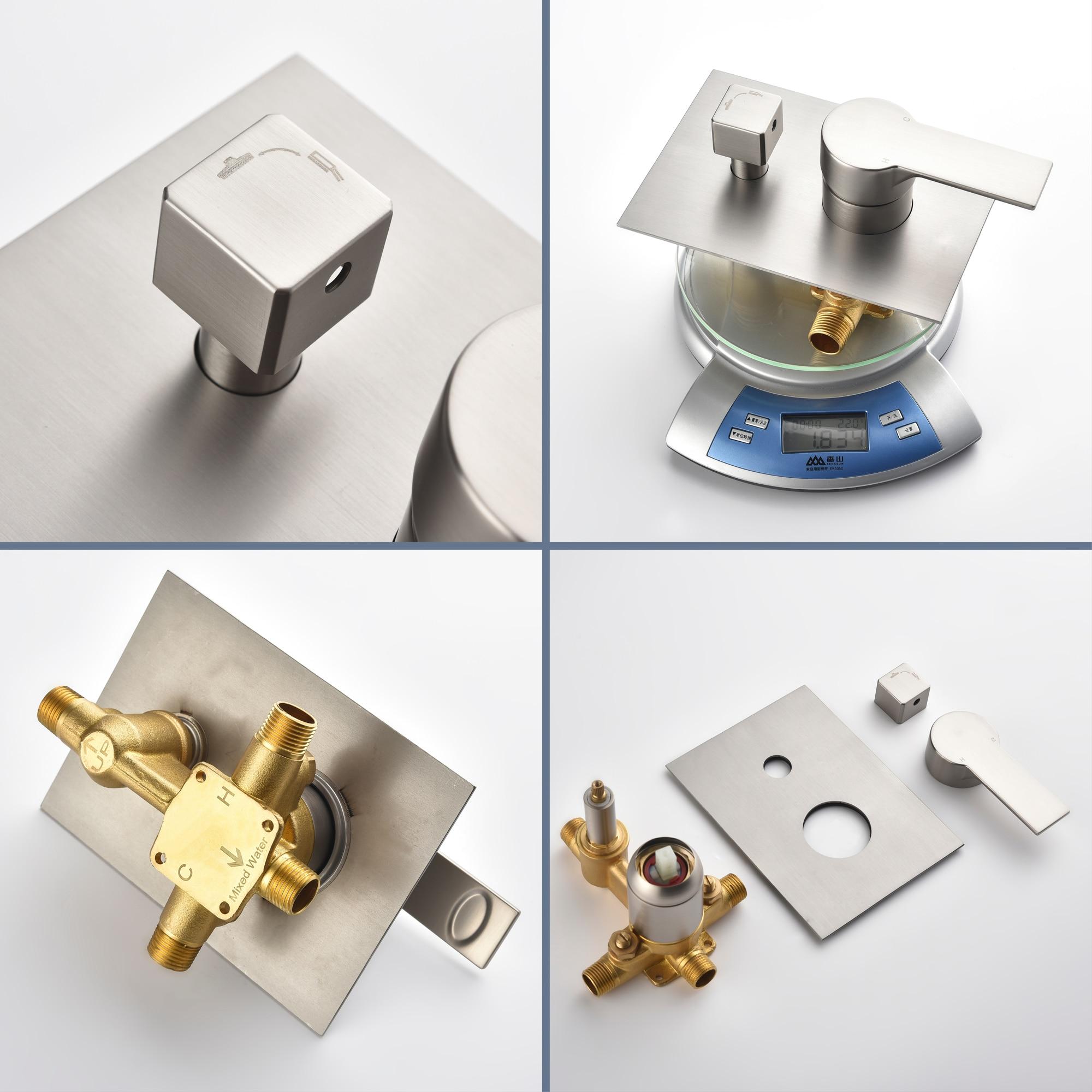 AWZTOO Wall Mounted Shower Faucet With Hand Shower Modern Shower System Set 10 Inch Rainfall Shower Head With Pressure Balance Valve Brushed Nickel