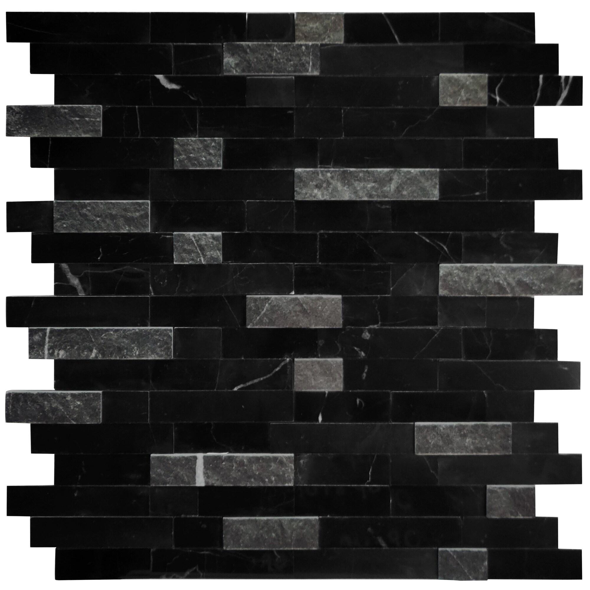 3D 11" x 12" Natural Stone Peel & Stick Mosaic Tile
