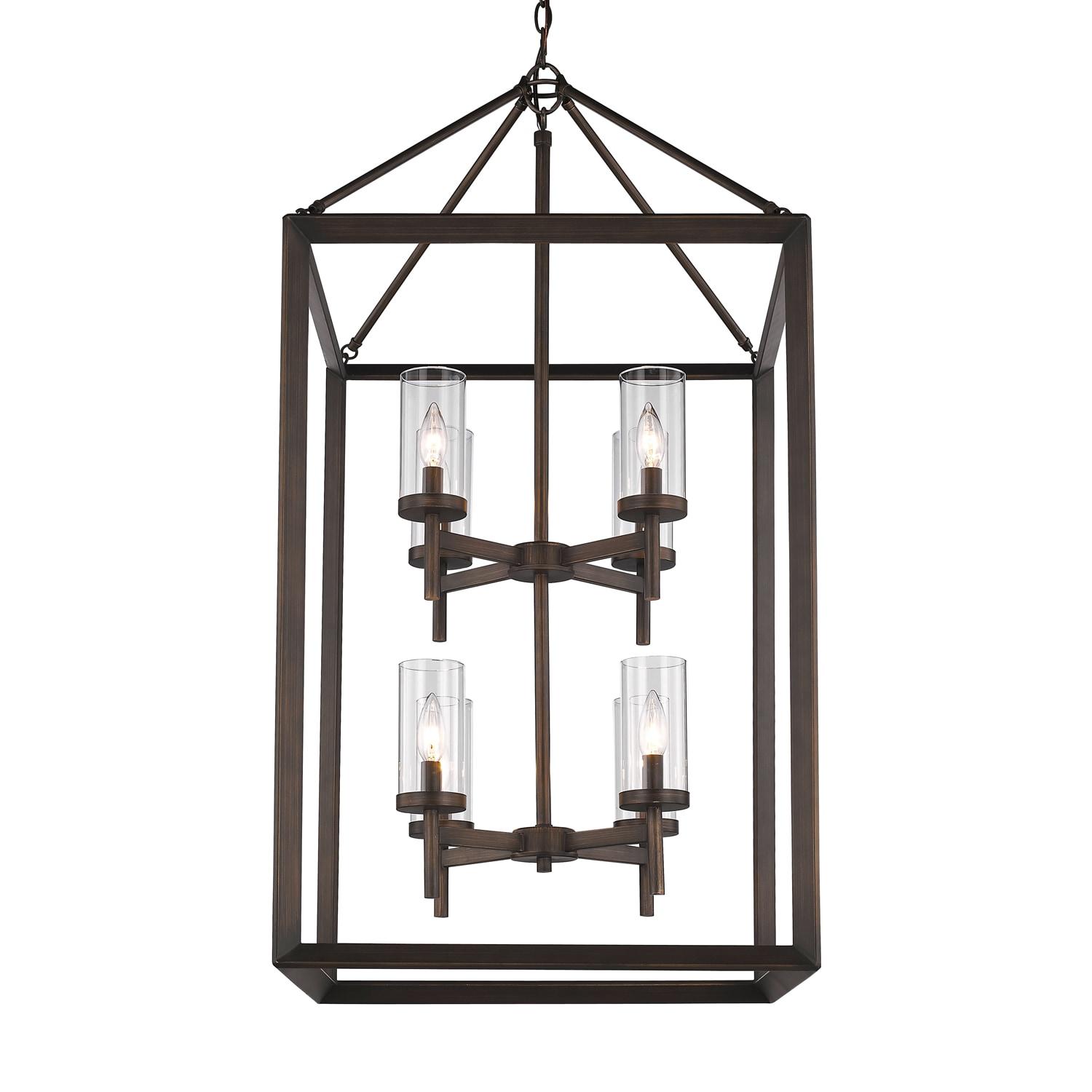 Golden Lighting Smyth 8-Light Pendant in Gunmetal Bronze with Clear Glass