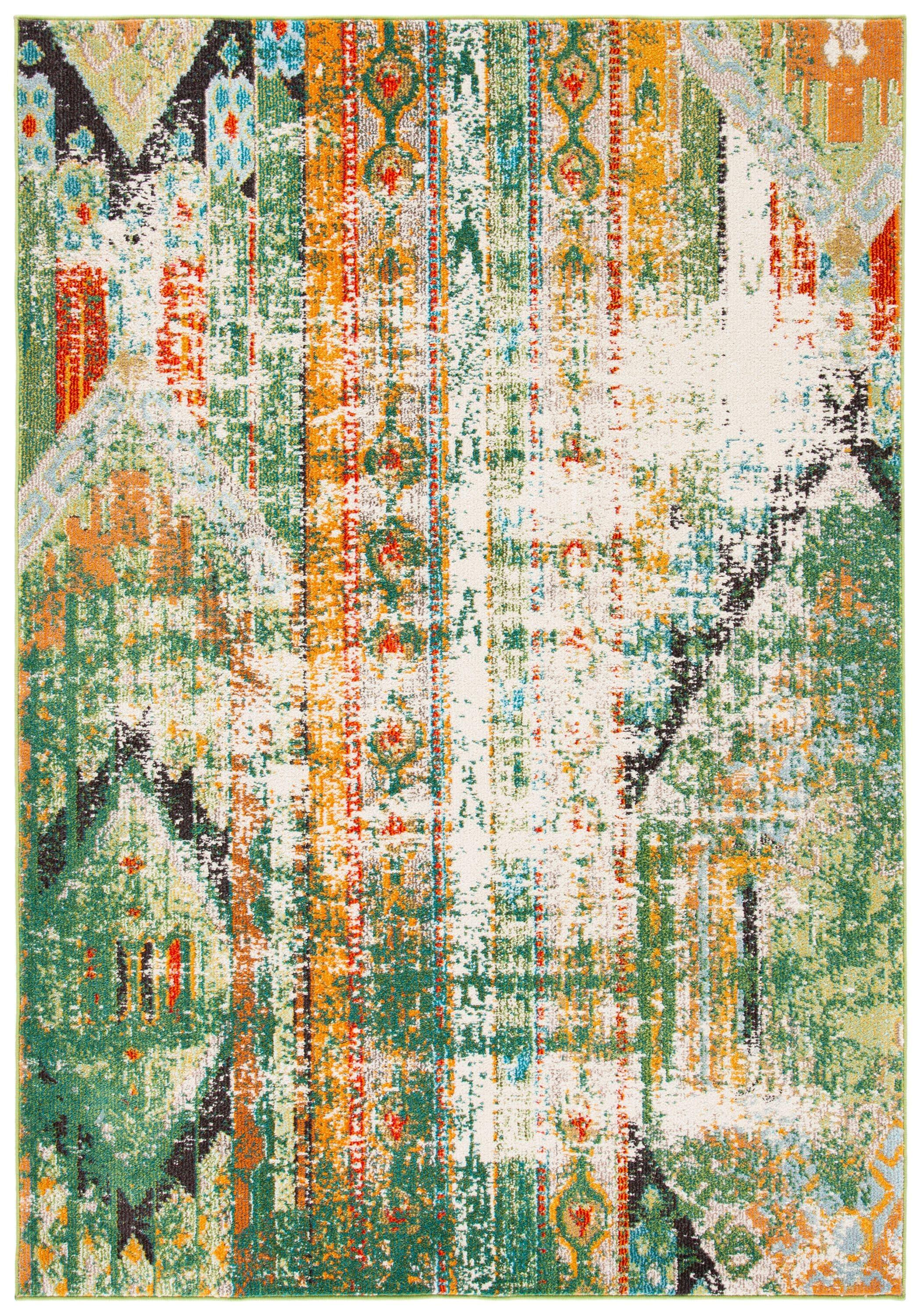 Madison MAD422 Power Loomed Indoor Area Rug - Green/Orange - 5'3"x7'6" - Safavieh