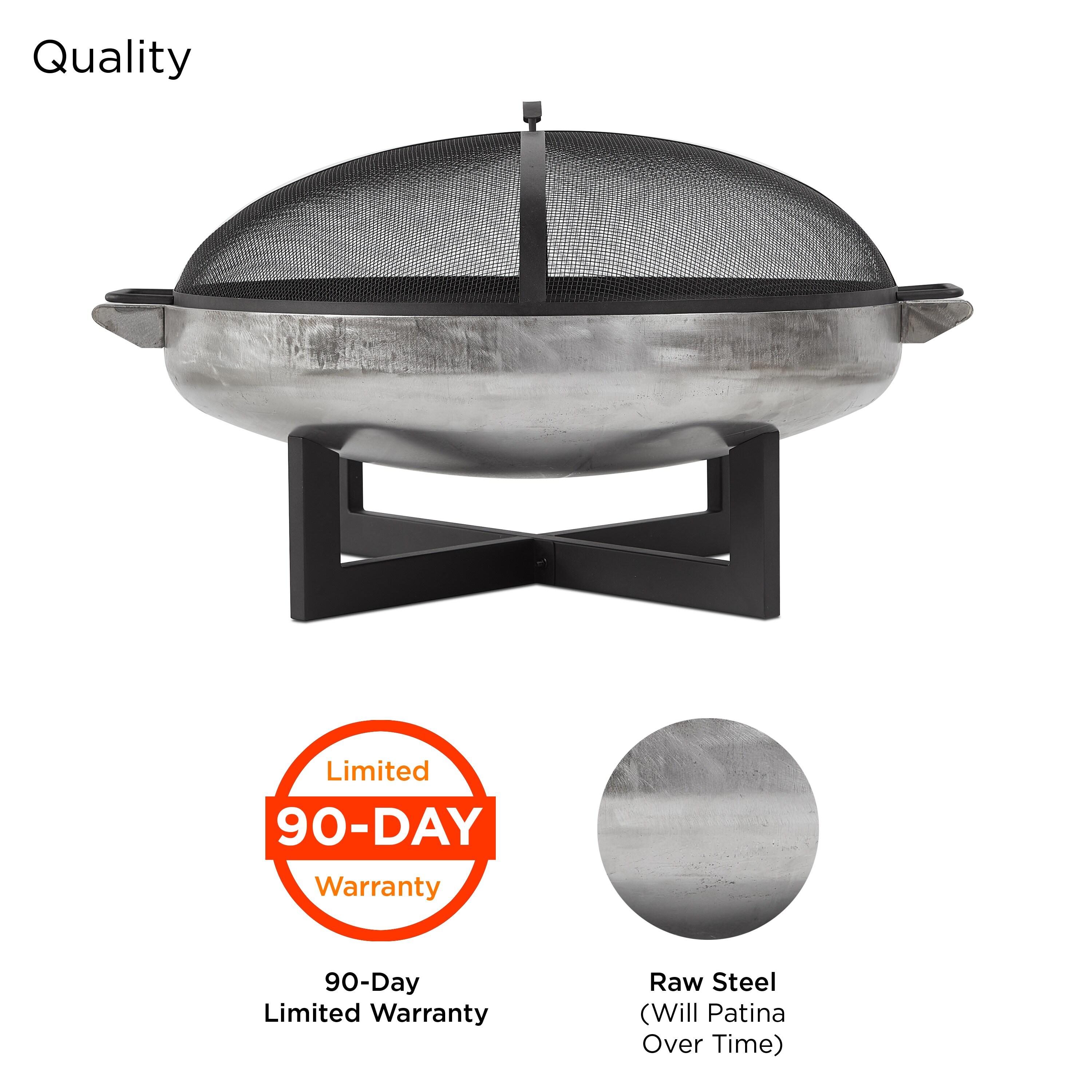 La Porte 21" H x 36.8" W Steel Wood Burning Outdoor Fire Pit with Lid