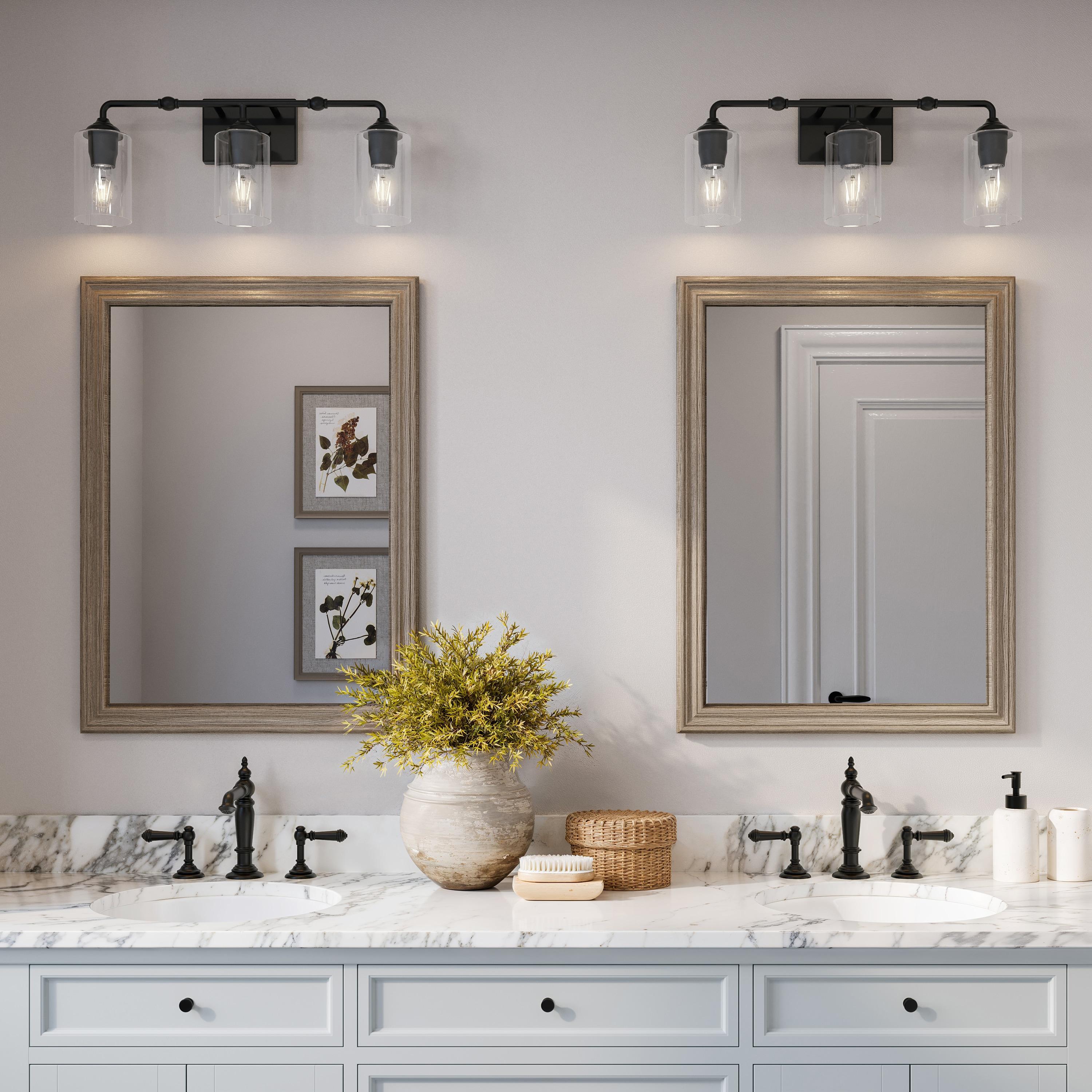 Avec 23.5 in. 3-Light Matte Black Luxe Vanity Light