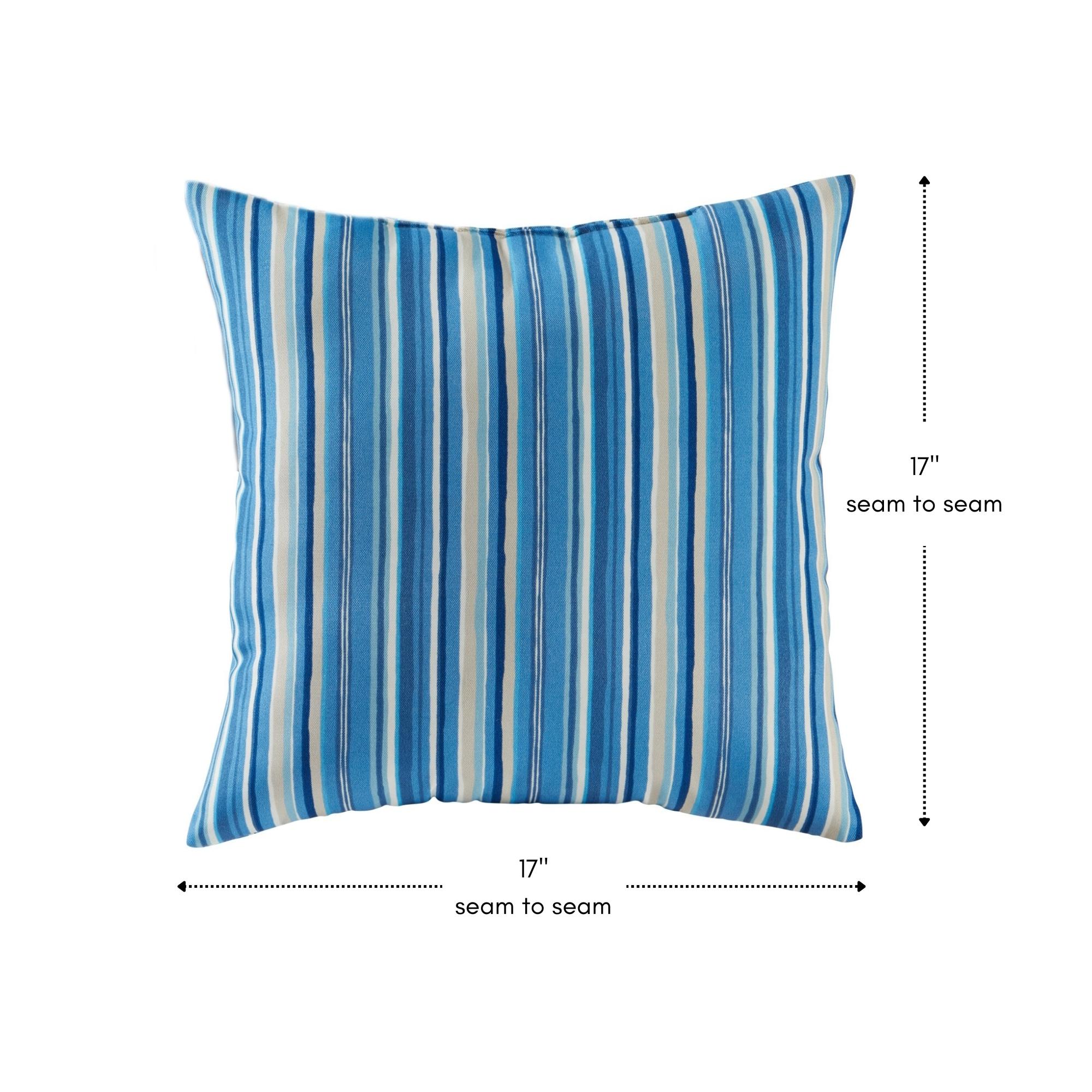 Greendale Home Fashions Sapphire Stripe 17" Square Outdoor Throw Pillow (Set of 2)