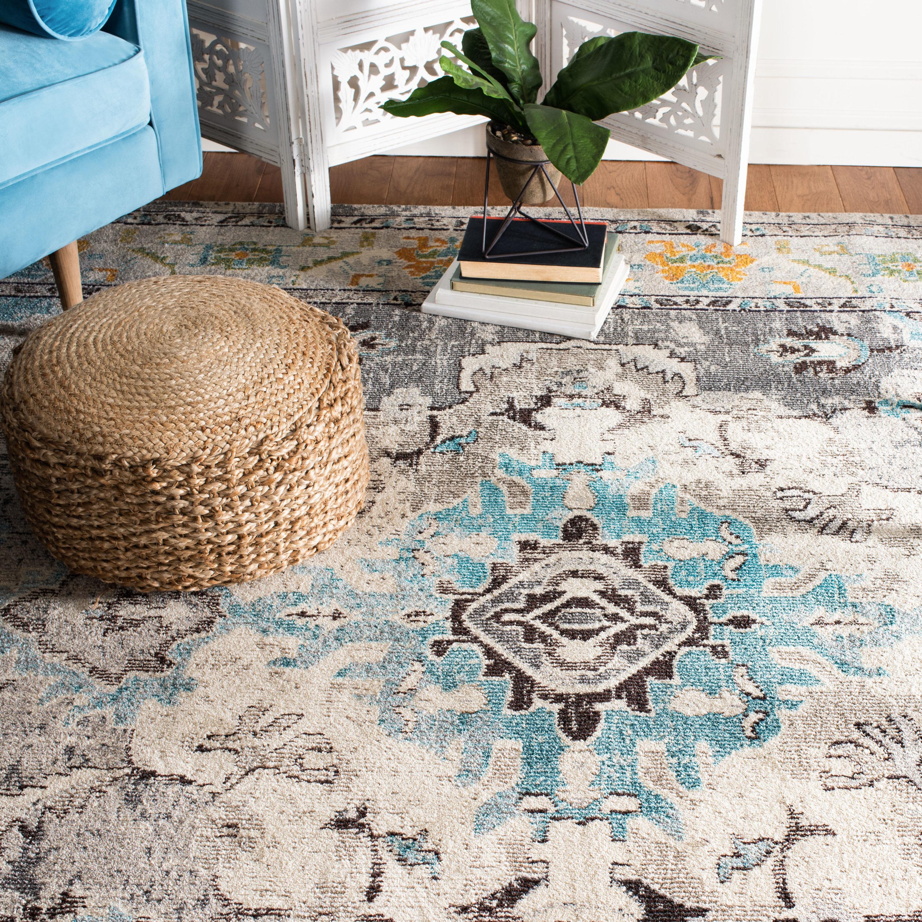 Monaco MNC243 Power Loomed Indoor Area Rug - Grey/Light Blue - 6'7"x9'2" - Safavieh.