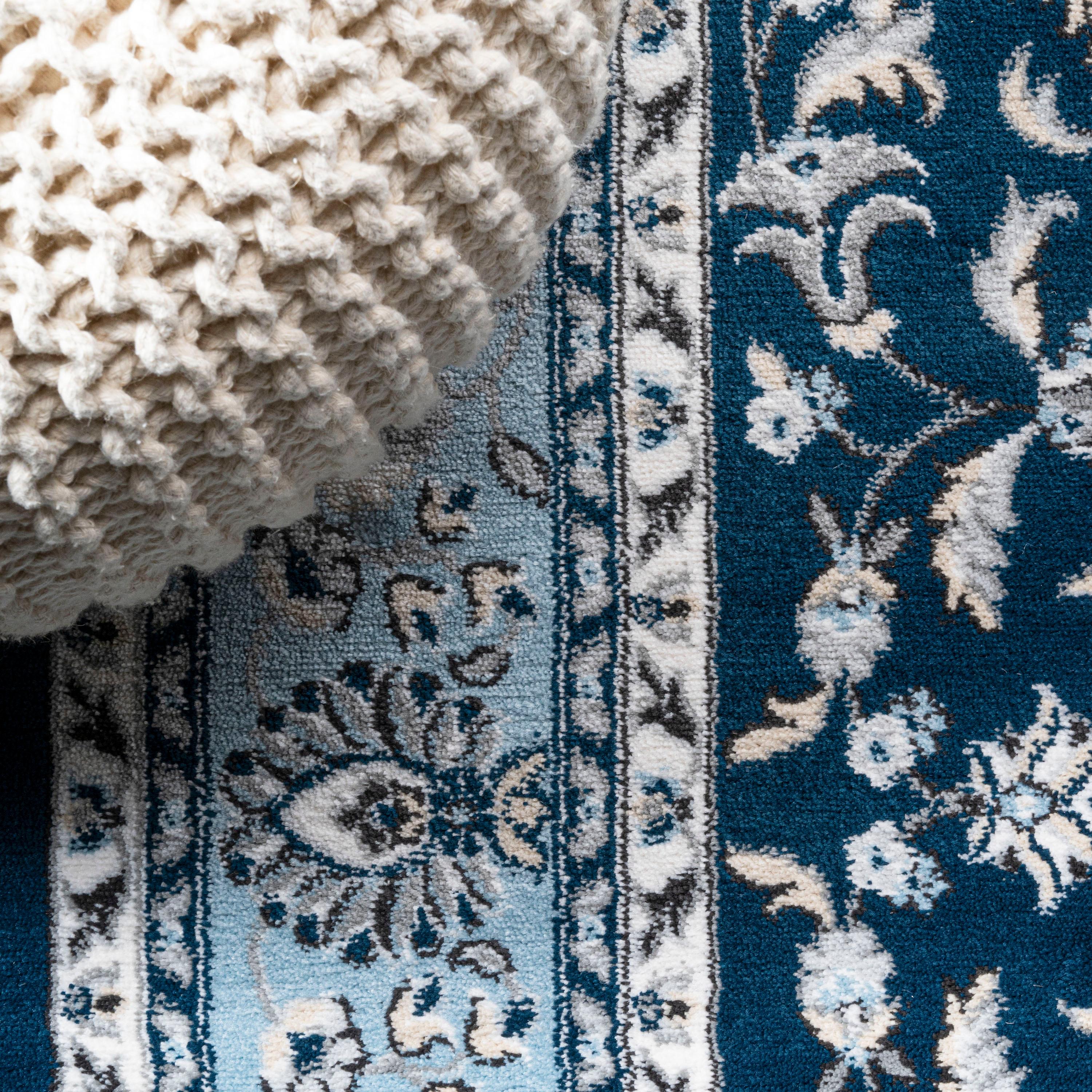 3'x 5' Palmette Modern Persian Floral Area Rug, Navy/Blue - JONATHAN Y